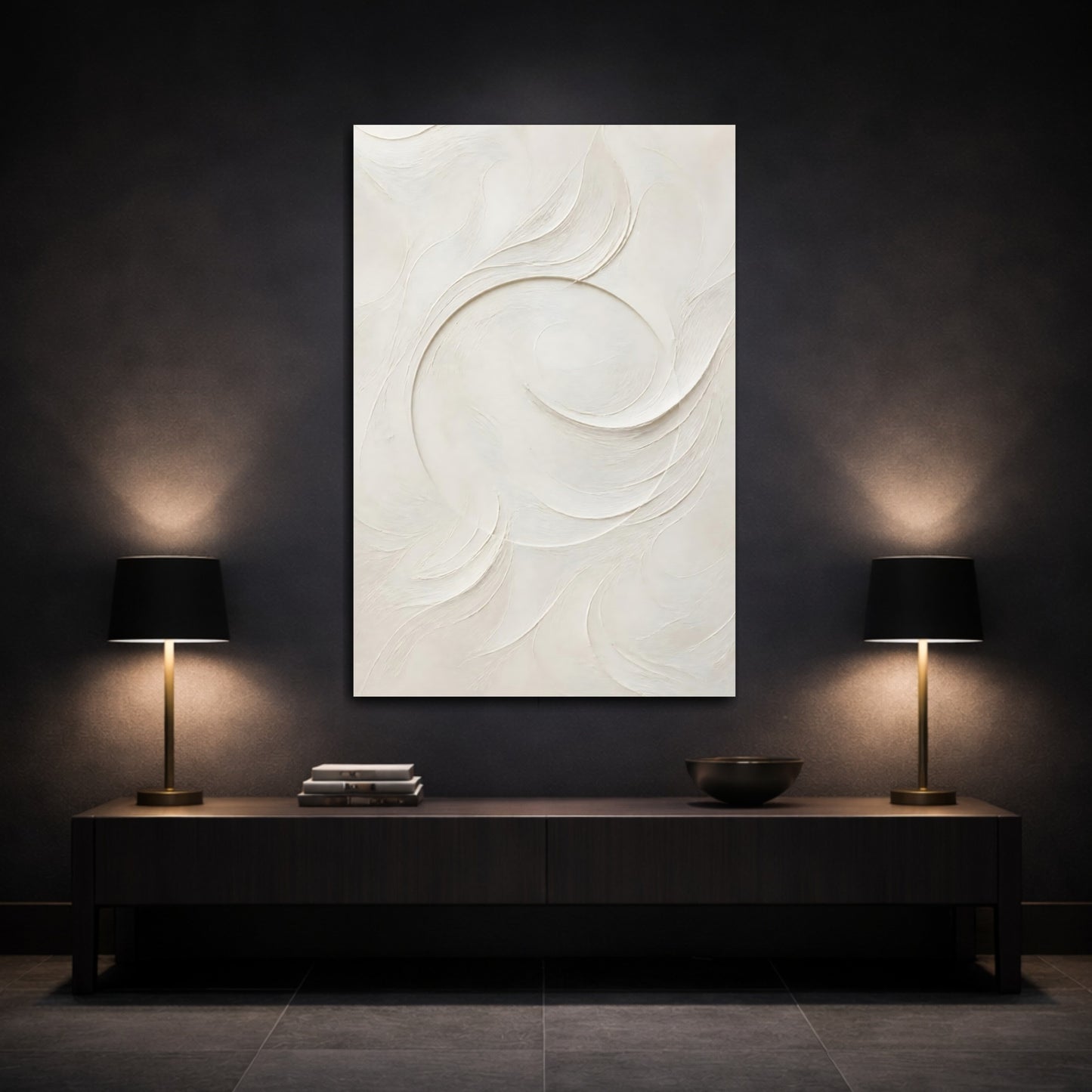 Mockup 3. Textured Swirl Wall Art shown as canvas print