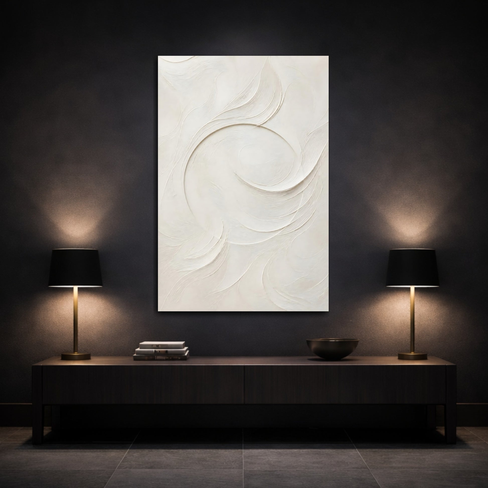 Mockup 3. Textured Swirl Wall Art shown as canvas print
