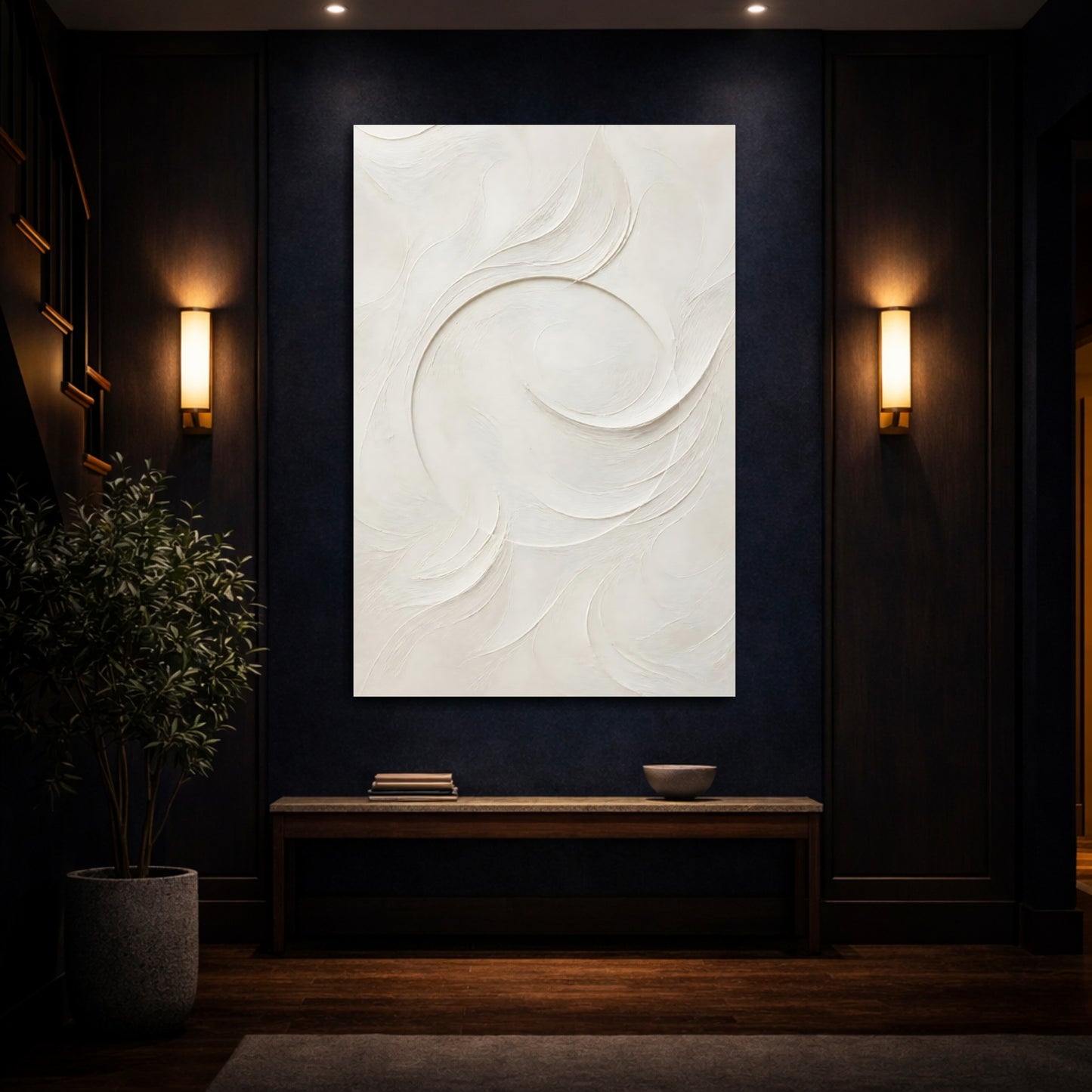 Mockup 4. Textured Swirl Wall Art shown as canvas print