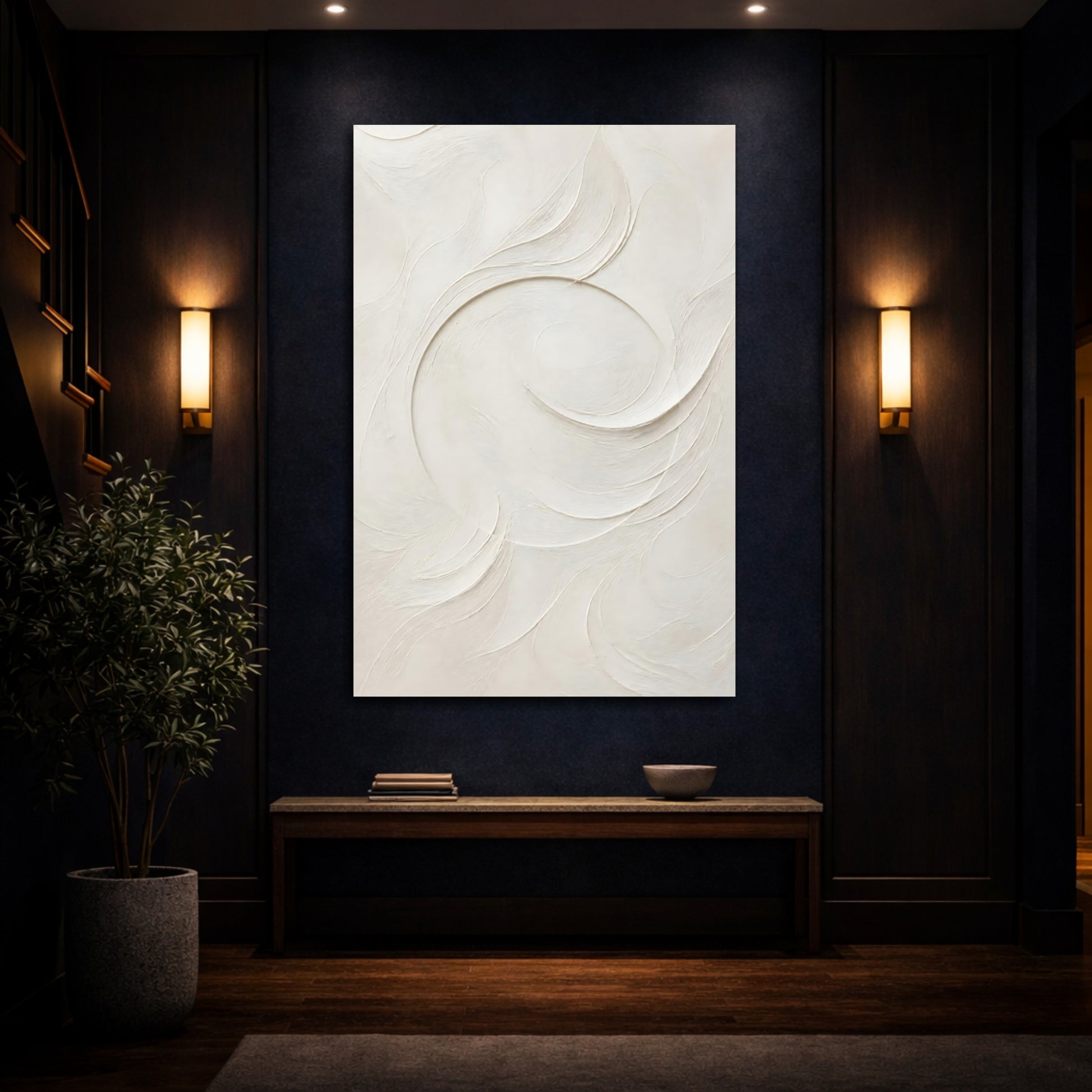 Mockup 4. Textured Swirl Wall Art shown as canvas print