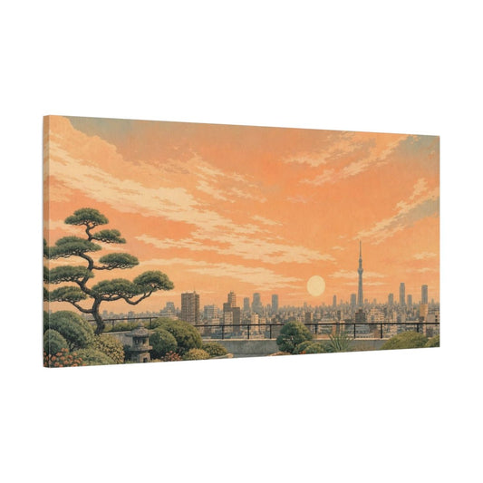 Textured Vintage Travel Poster Tokyo Rooftop Canvas Print – Living Room, Above Couch - YesArtYes