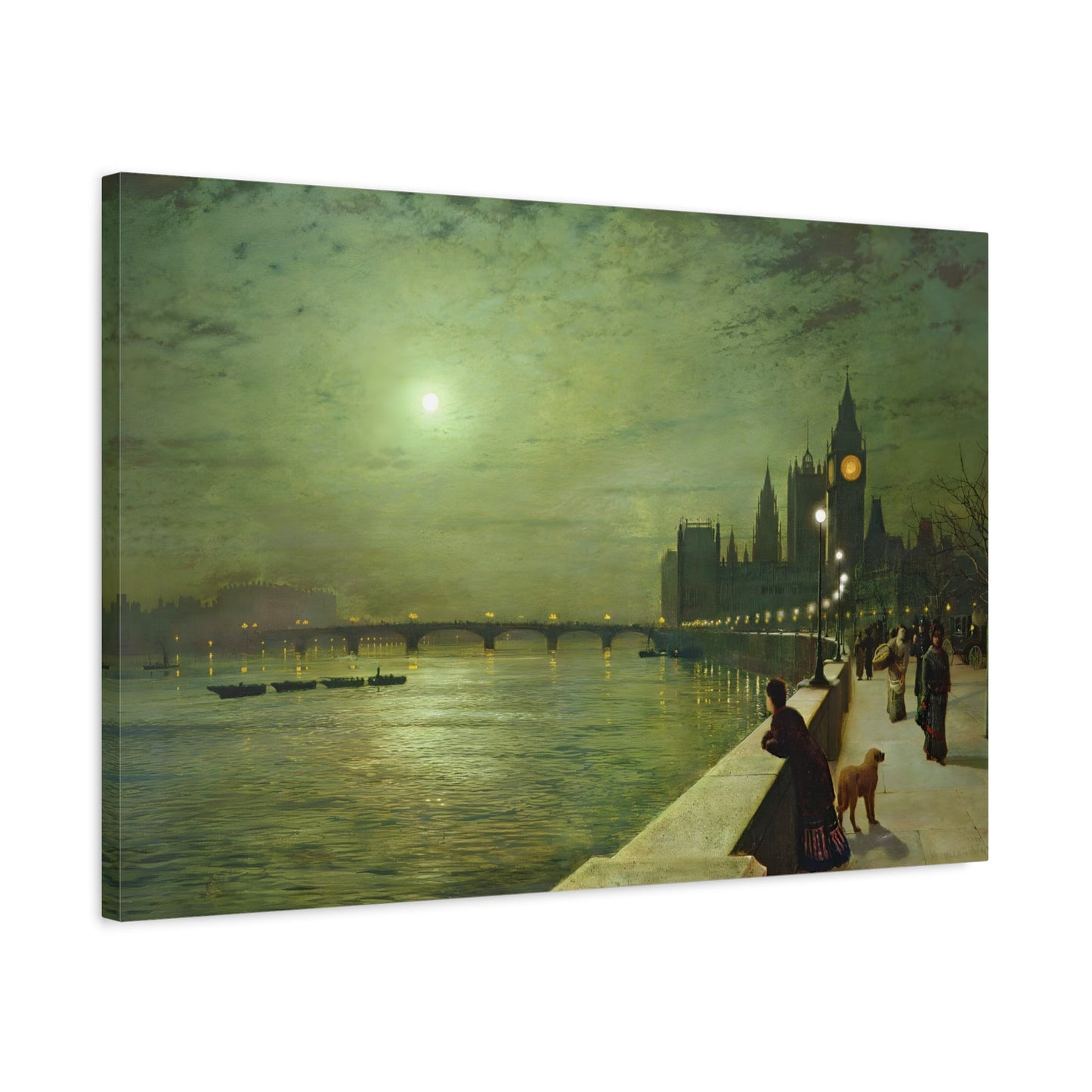Thames Reflections Canvas Wall Art Print - Famous Atkinson Reproduction - YesArtYes