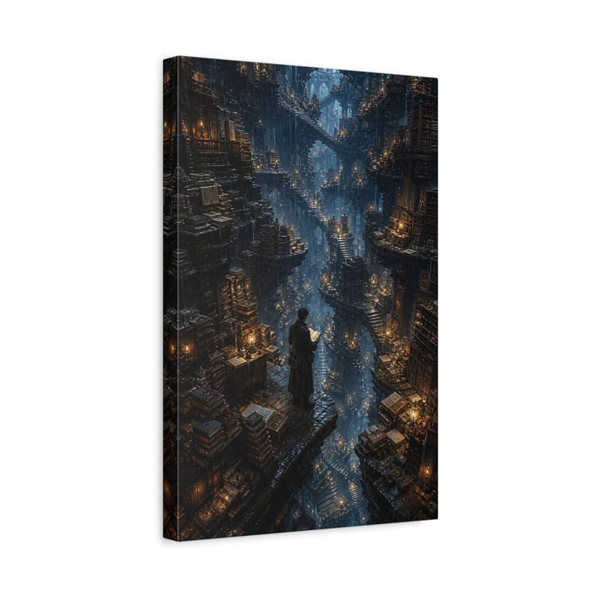 Side Mockup 4. The Endless Library shown as canvas print
