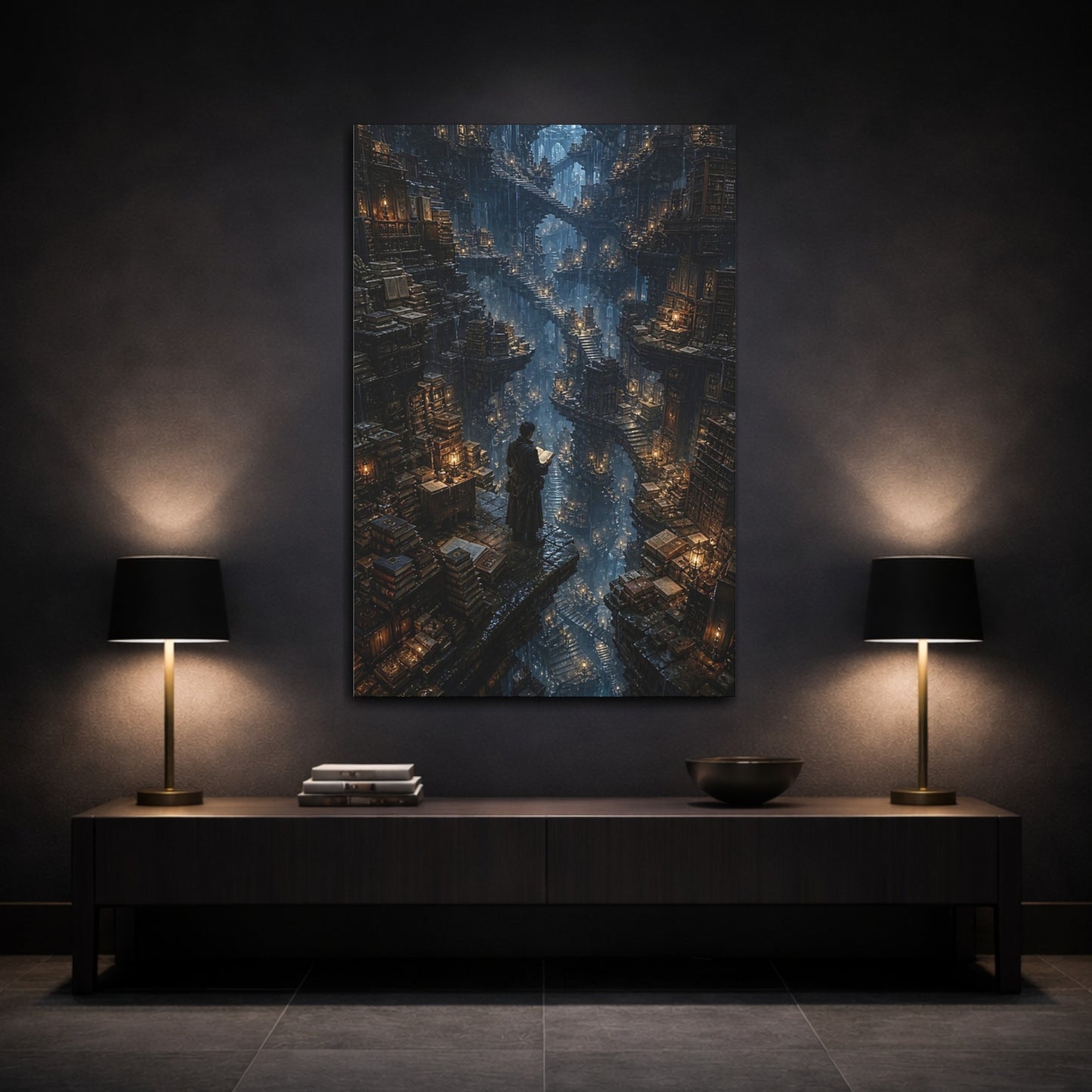 Mockup 3. The Endless Library shown as canvas print