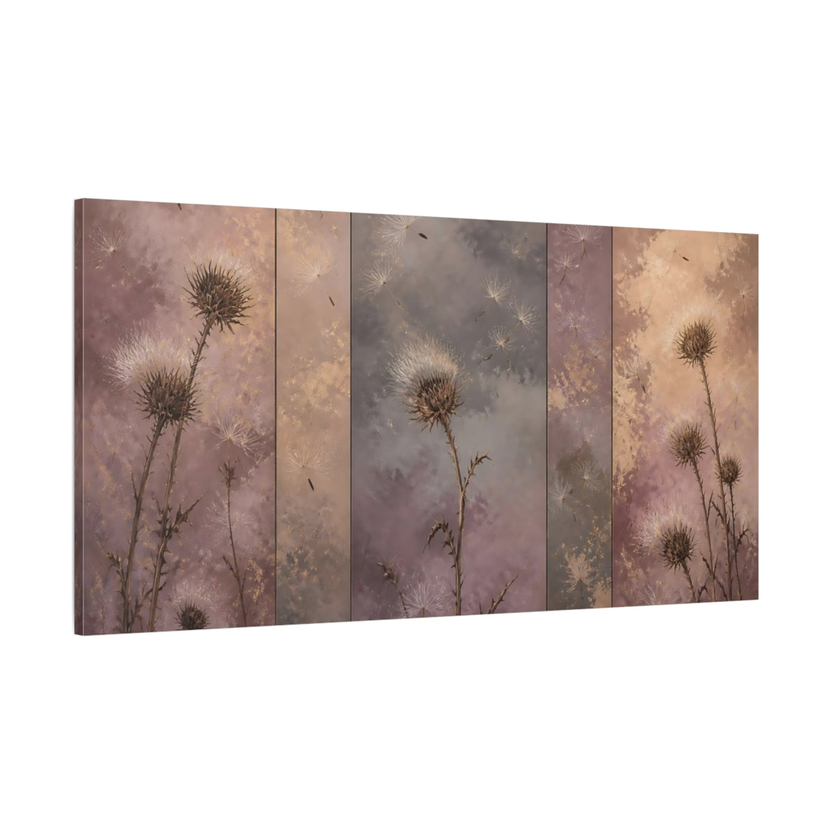Side Mockup 2. Thistle Seedhead Study shown as canvas print