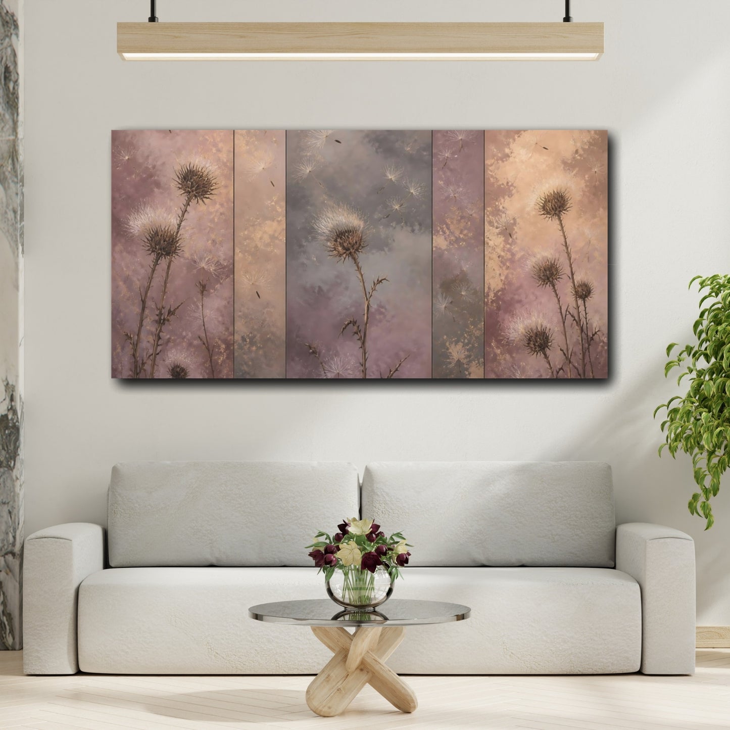 Mockup 2. Thistle Seedhead Study shown as canvas print