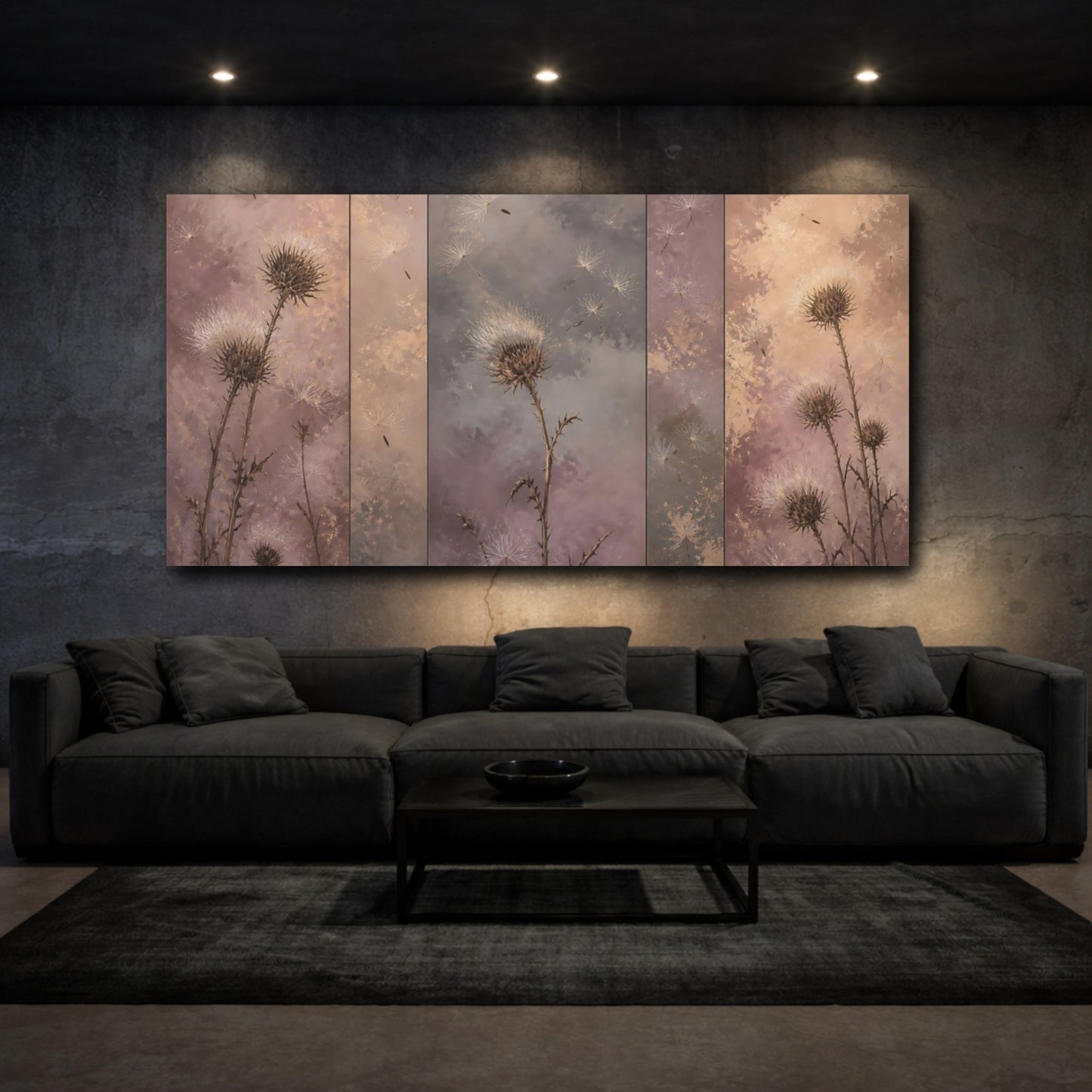 Mockup 3. Thistle Seedhead Study shown as canvas print