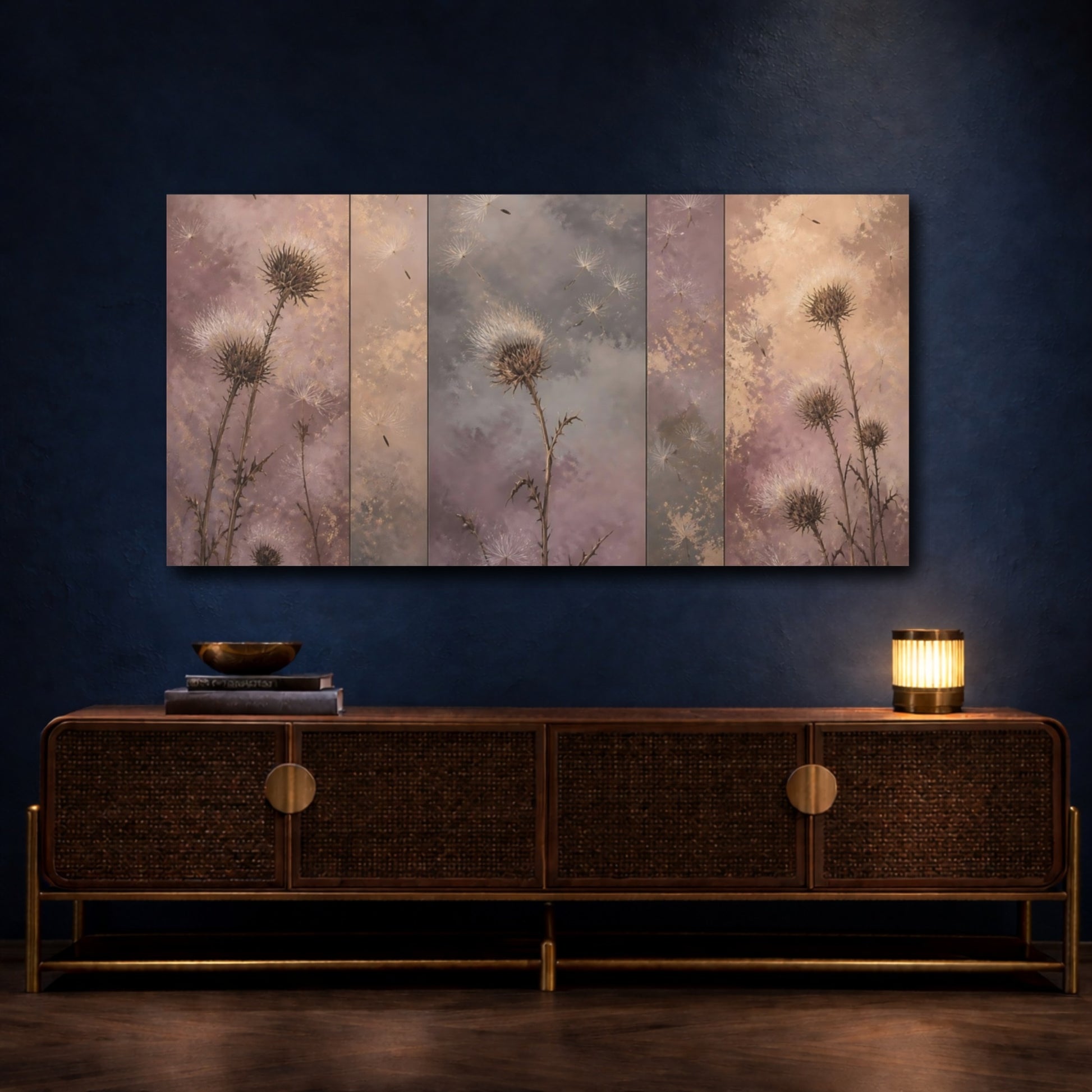 Mockup 4. Thistle Seedhead Study shown as canvas print