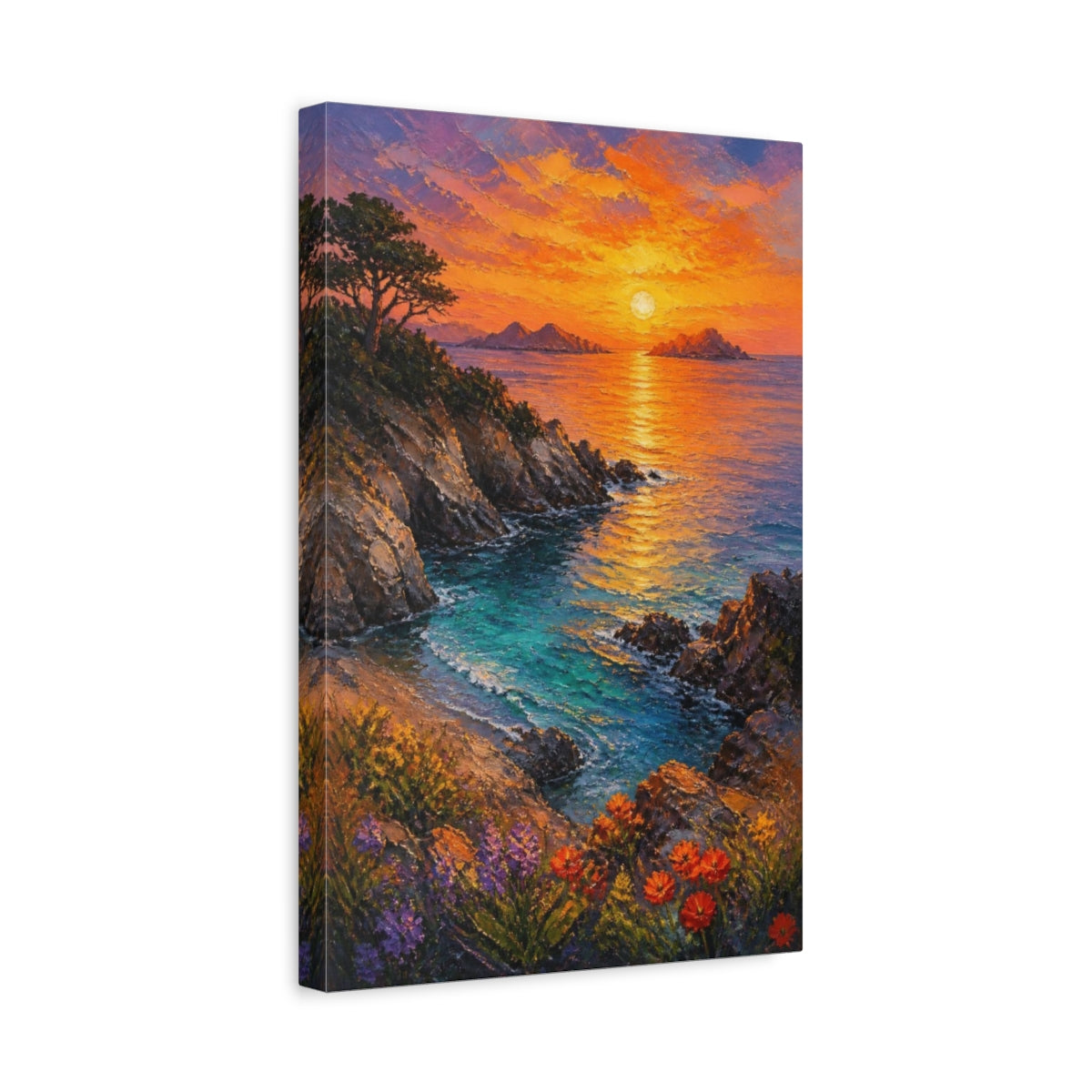 Side Mockup 4. Tidal Cove At Sunset shown as canvas print