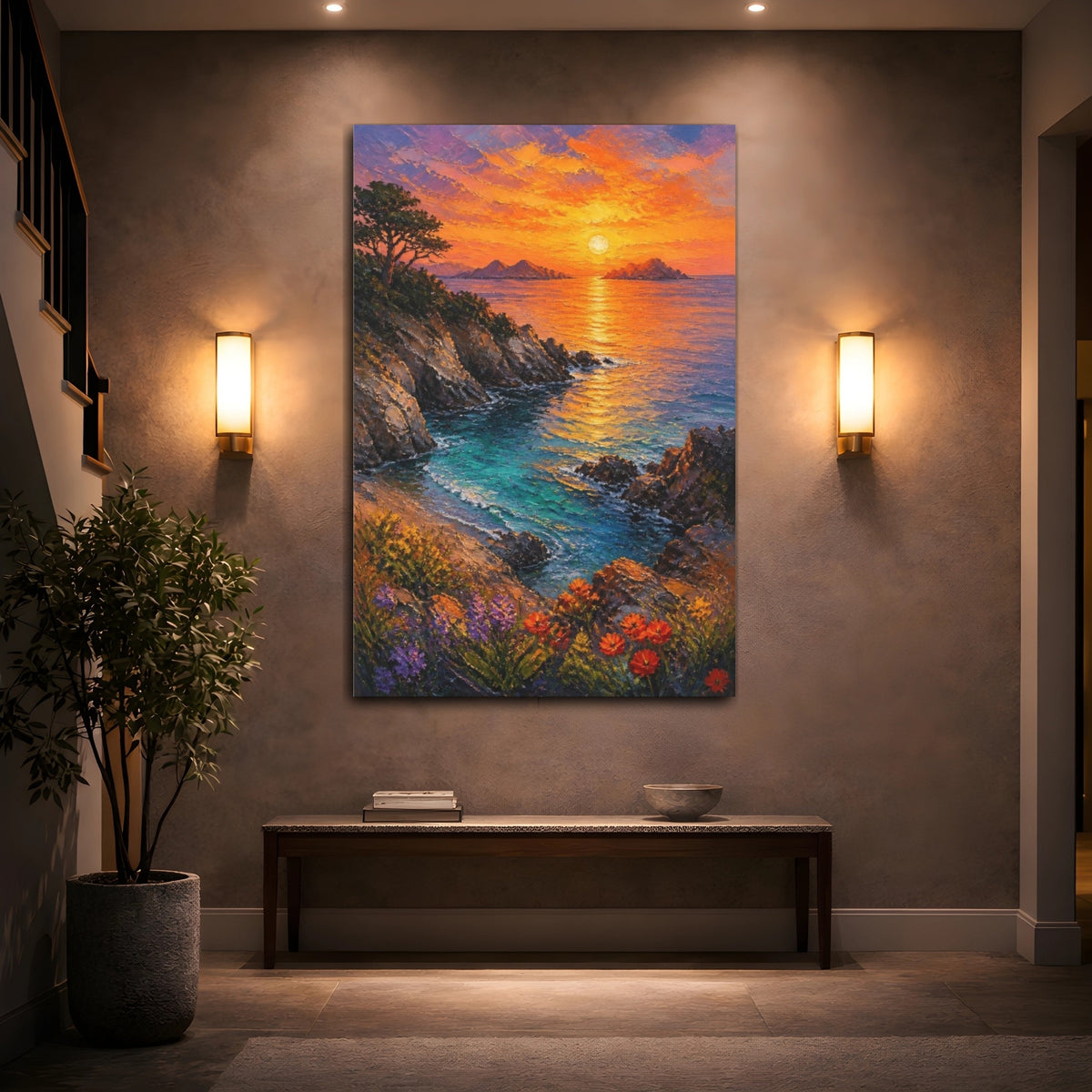 Mockup 2. Tidal Cove At Sunset shown as canvas print