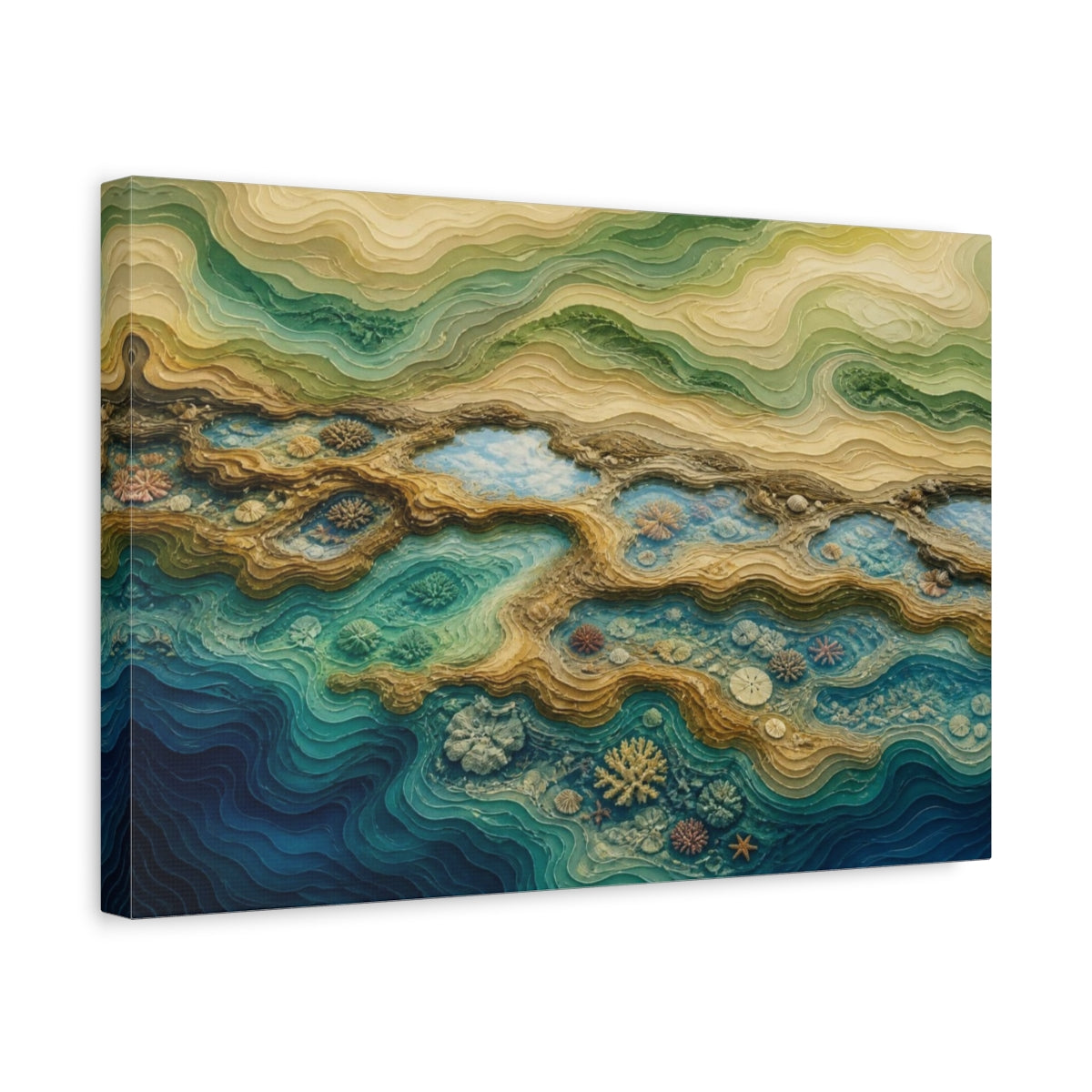 Side Mockup 4. Tidal Pool Coral Layers shown as canvas print