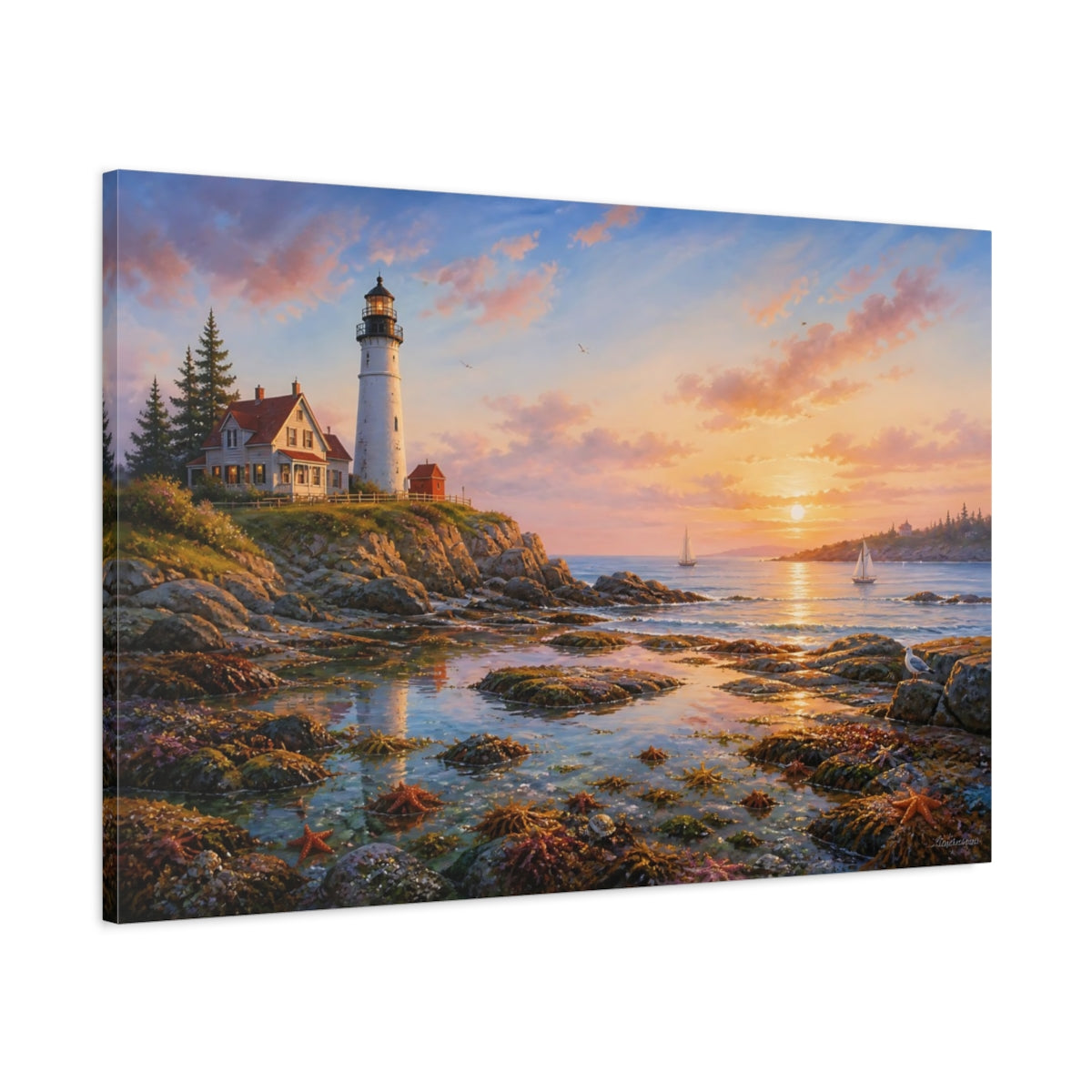 Main Mockup. Tidal Pools By Lighthouse shown as canvas print