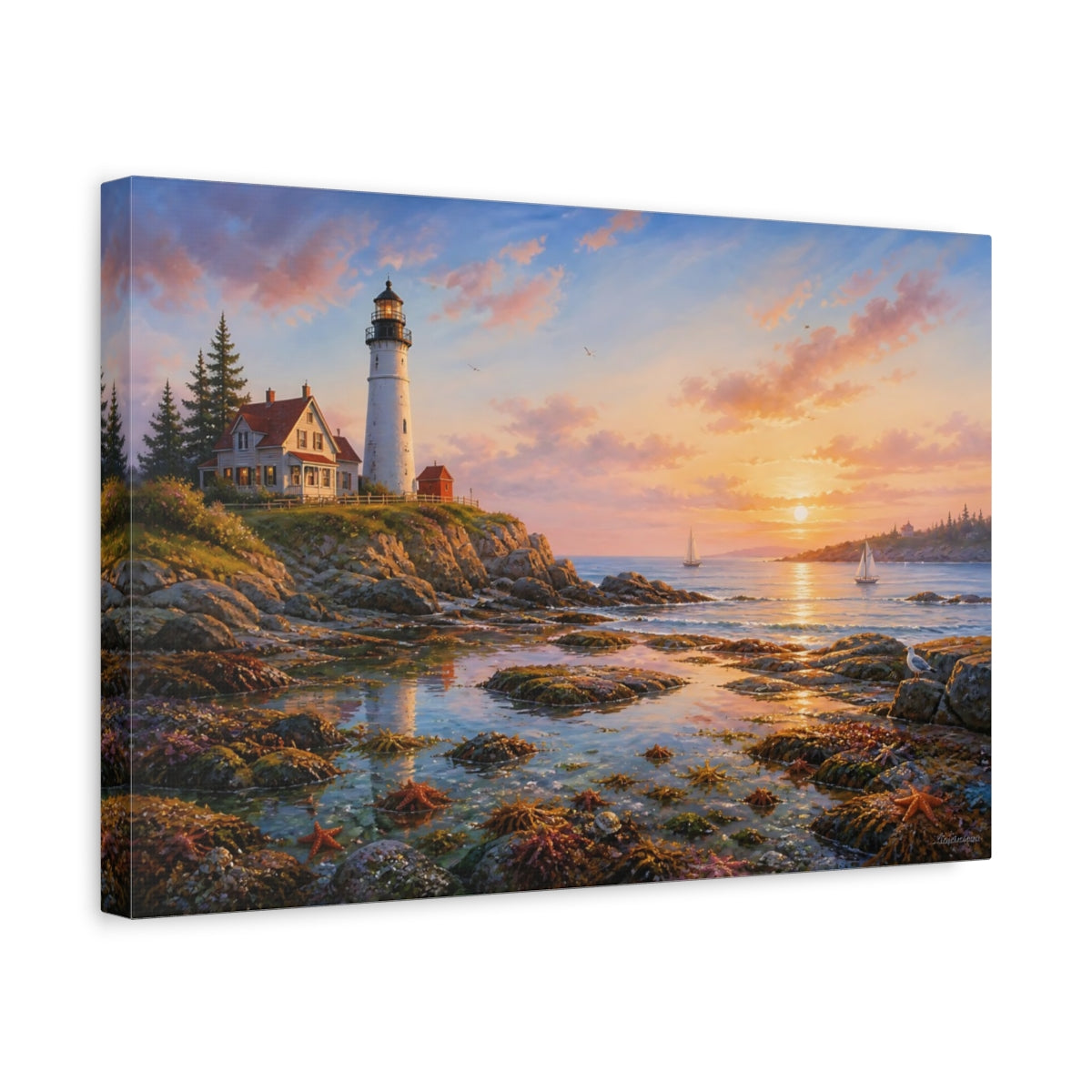 Side Mockup 4. Tidal Pools By Lighthouse shown as canvas print