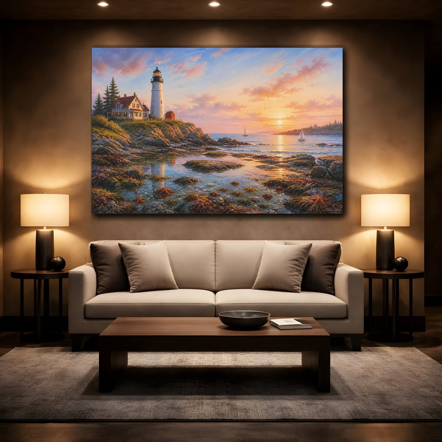 Mockup 2. Tidal Pools By Lighthouse shown as canvas print
