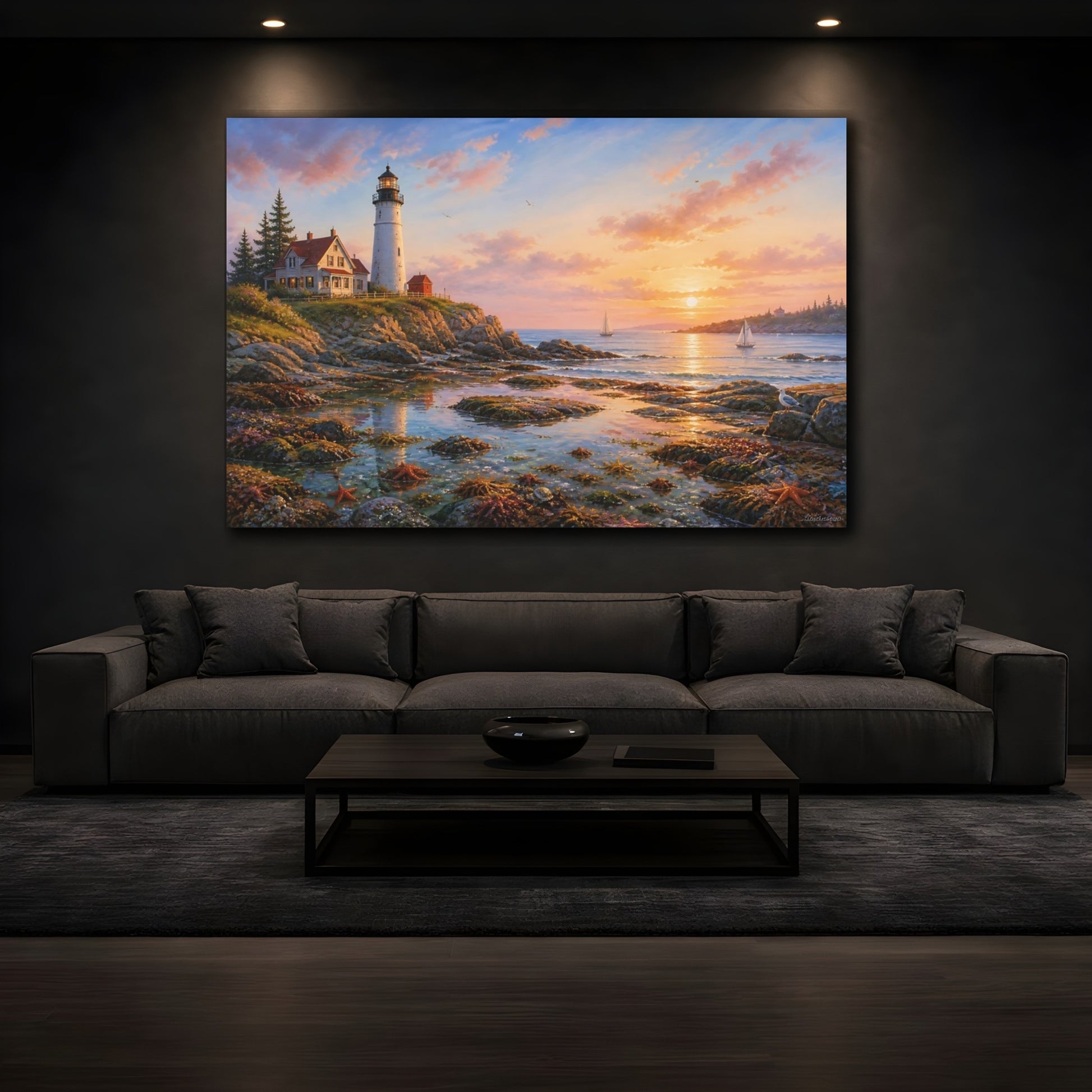 Mockup 3. Tidal Pools By Lighthouse shown as canvas print