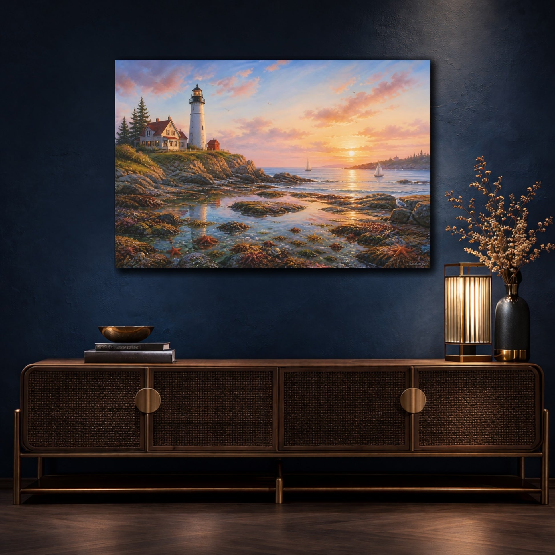 Mockup 4. Tidal Pools By Lighthouse shown as canvas print