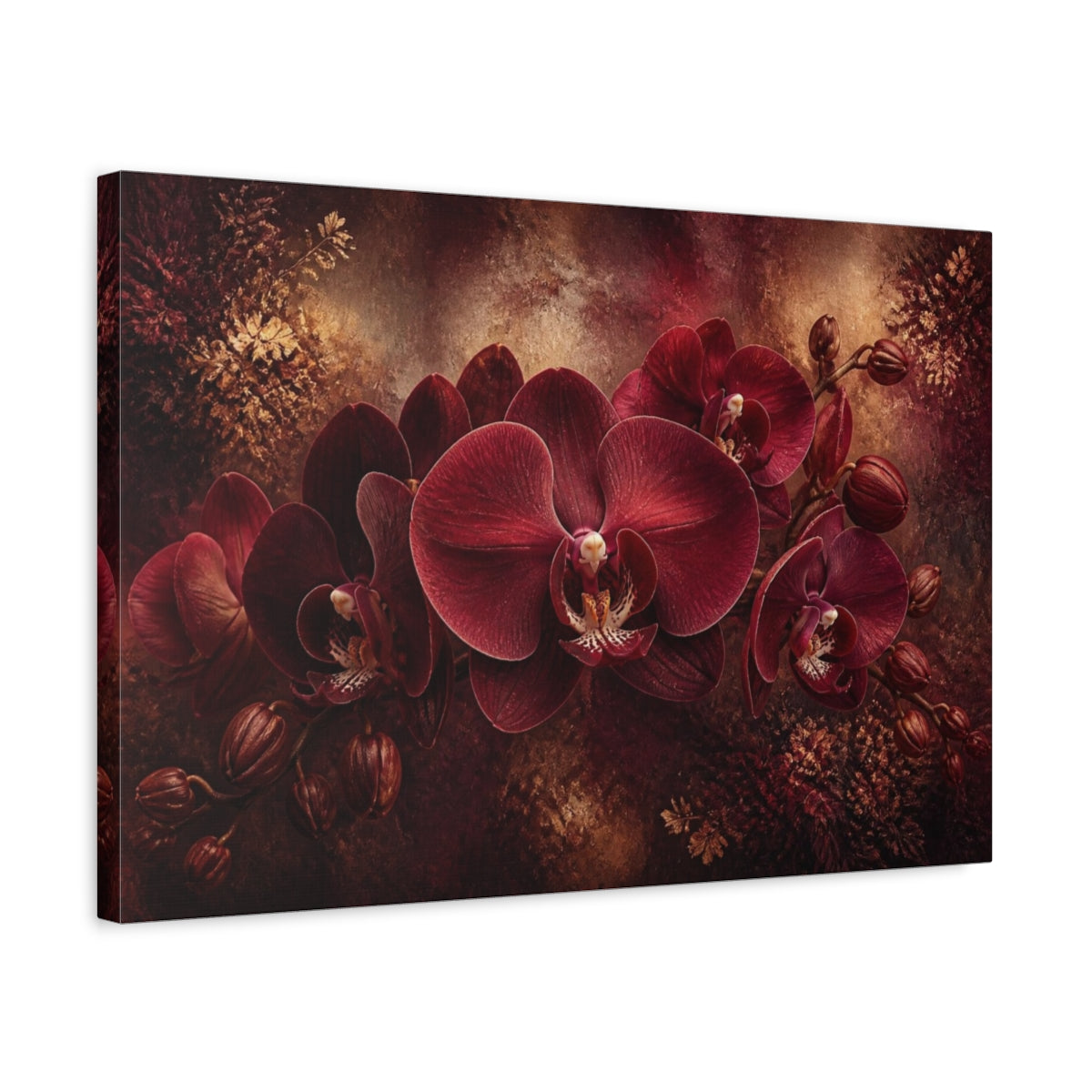 Side Mockup 3. Timeless Burgundy Orchid shown as canvas print
