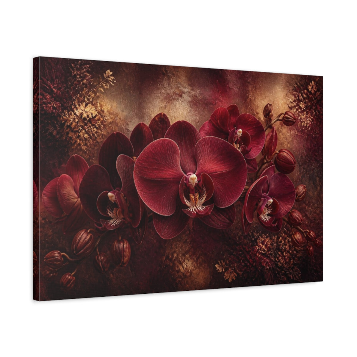 Side Mockup 2. Timeless Burgundy Orchid shown as canvas print