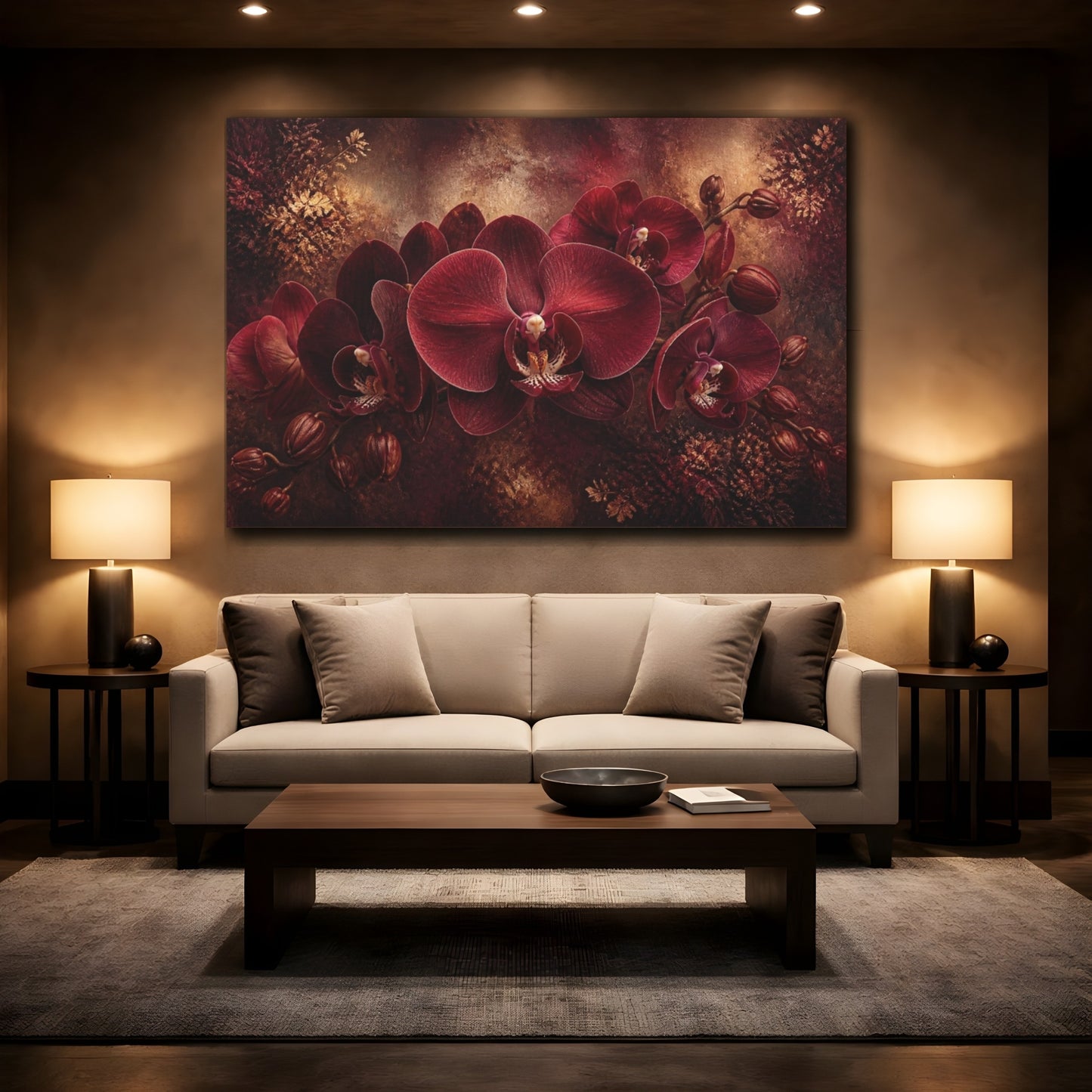 Mockup 2. Timeless Burgundy Orchid shown as canvas print