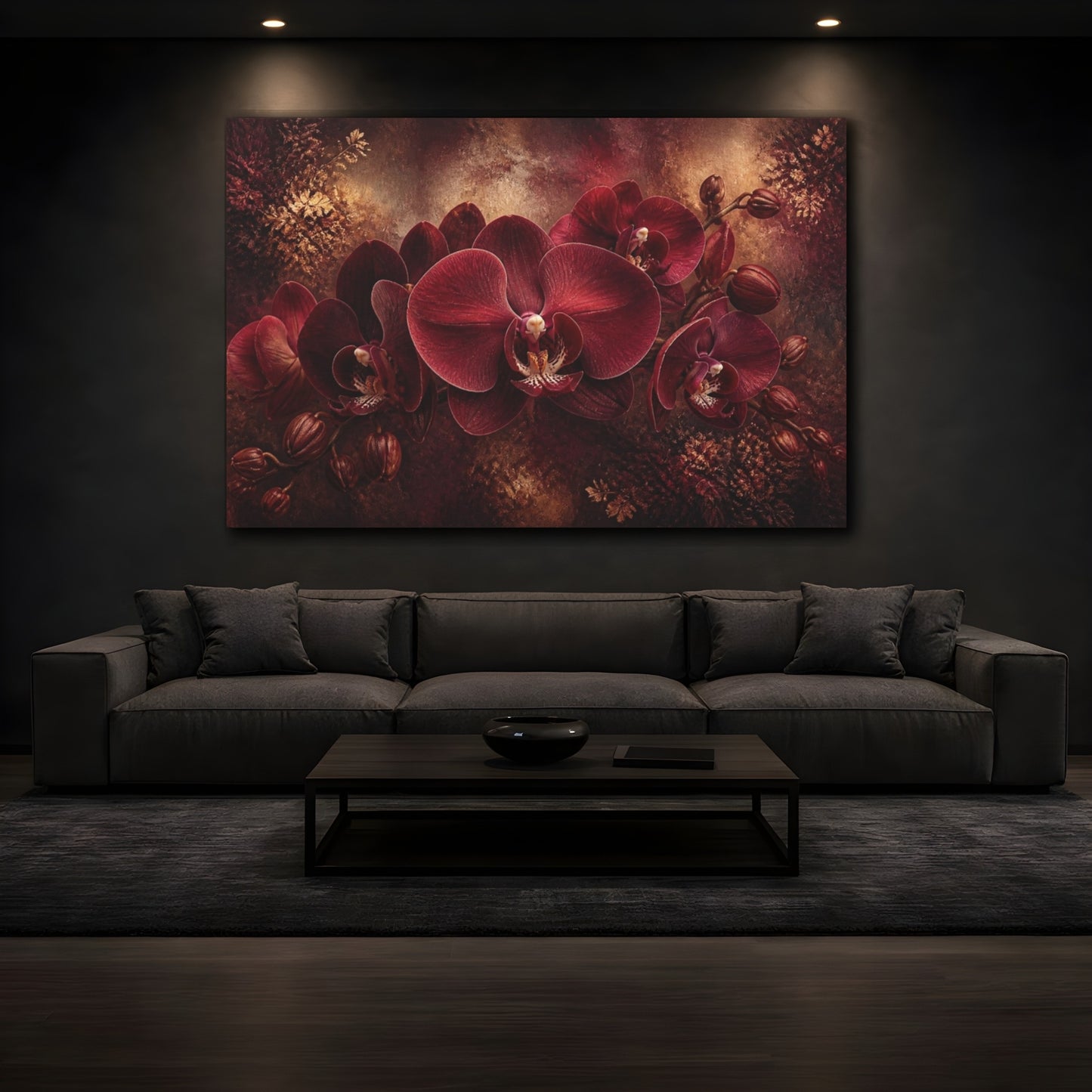 Mockup 3. Timeless Burgundy Orchid shown as canvas print