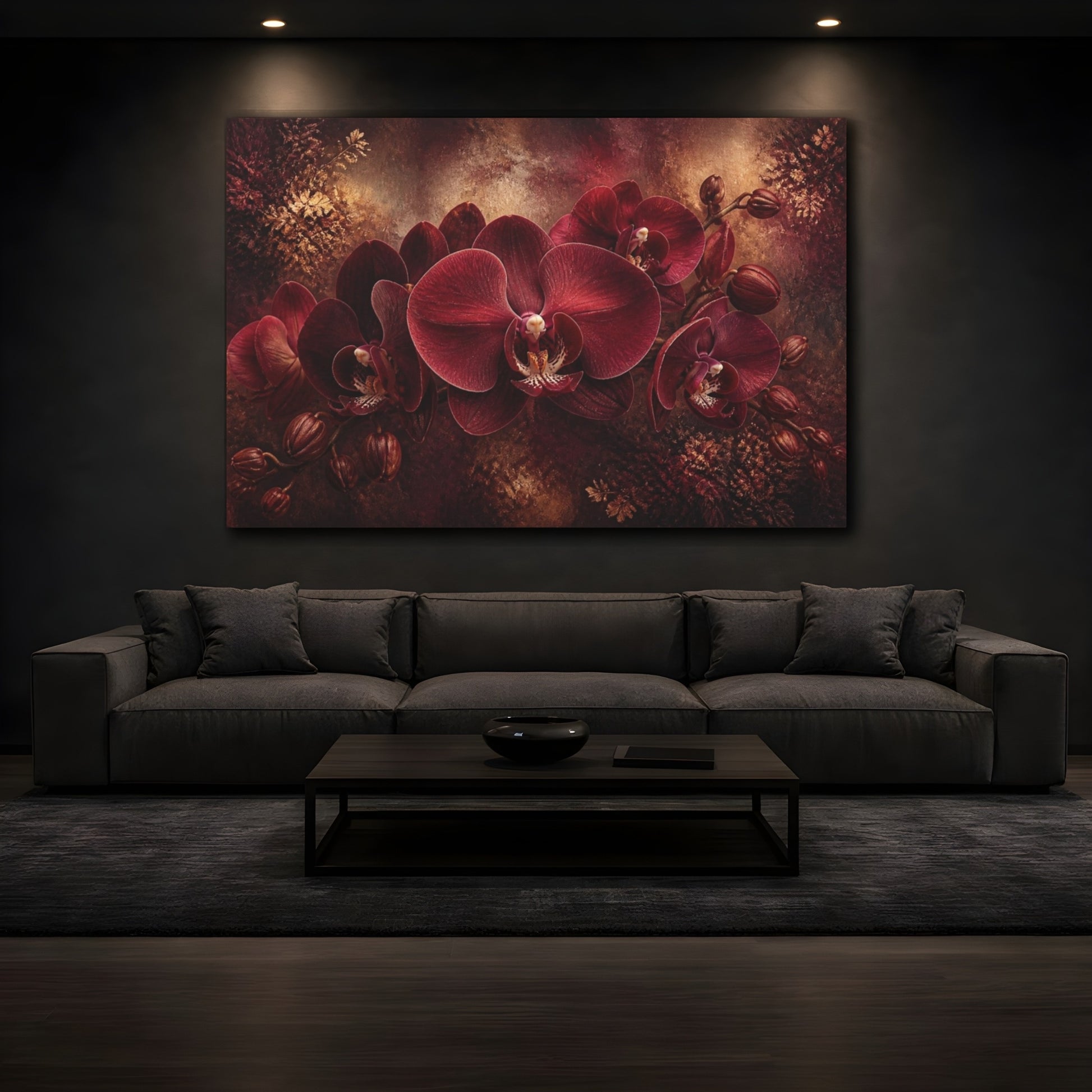 Mockup 3. Timeless Burgundy Orchid shown as canvas print