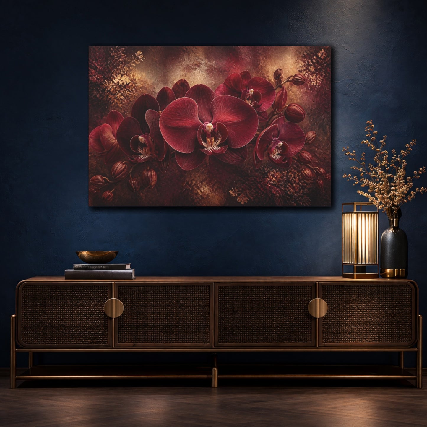Mockup 4. Timeless Burgundy Orchid shown as canvas print