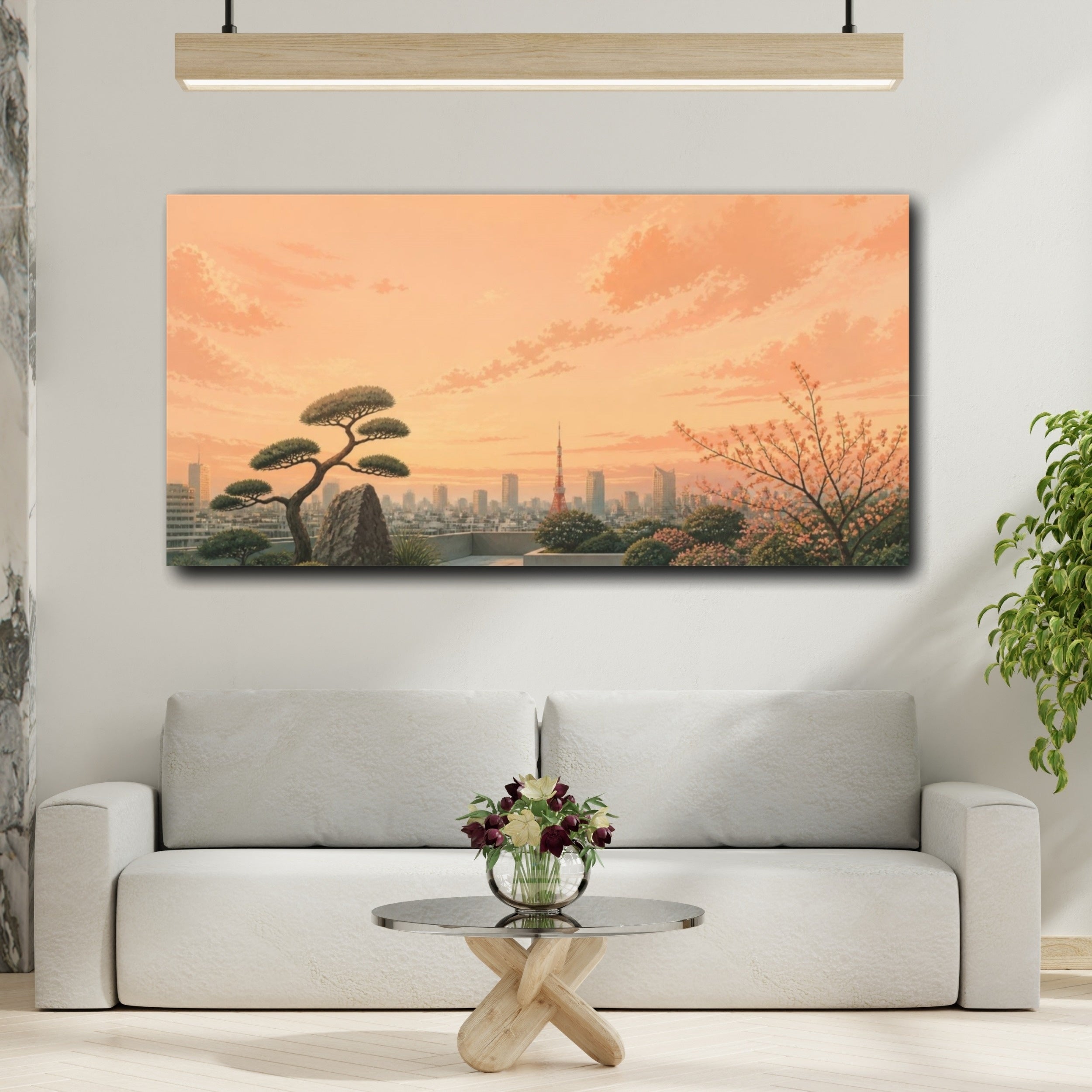Sunset Rooftop Garden Canvas Wall Art - YesArtYes
