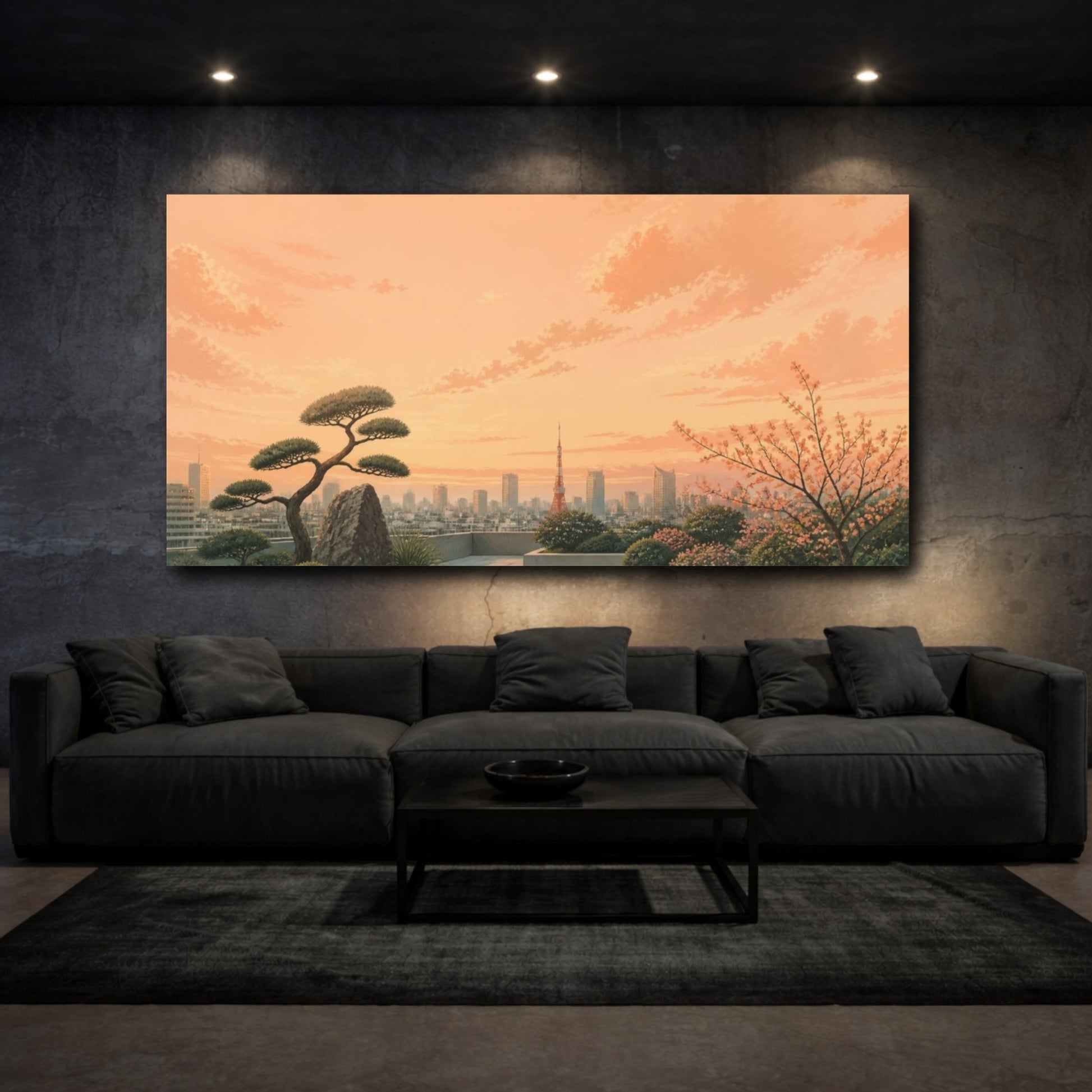 Mockup 3. Tokyo Rooftop At Sunset shown as canvas print