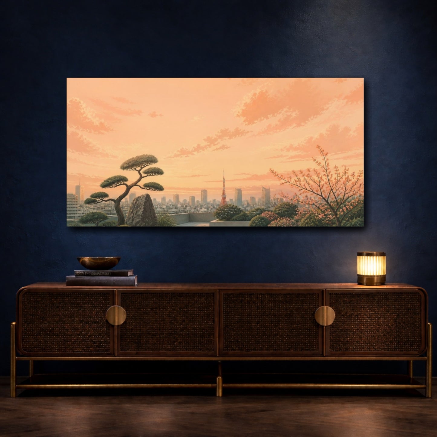 Mockup 4. Tokyo Rooftop At Sunset shown as canvas print