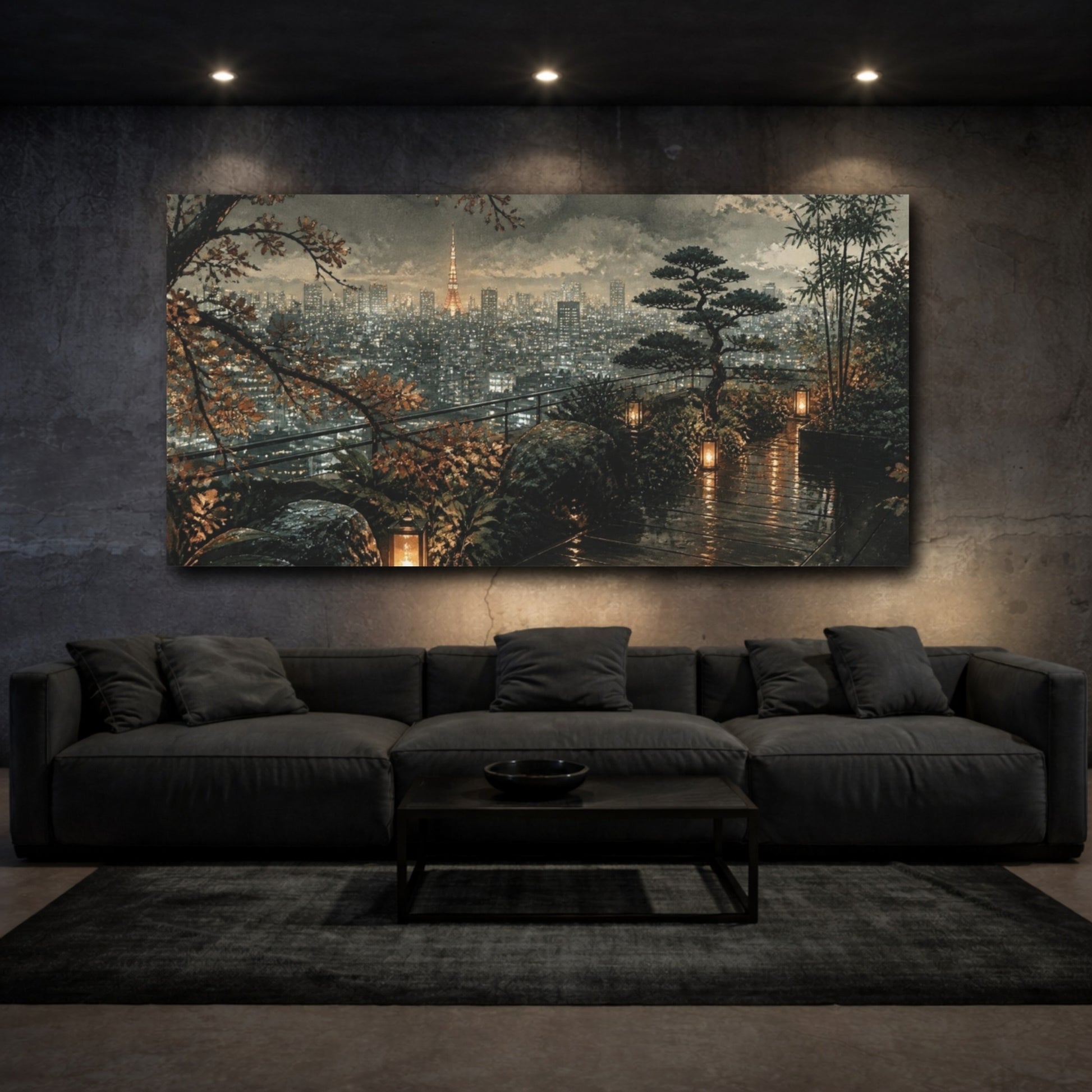 Mockup 3. Tokyo Rooftop Garden shown as canvas print