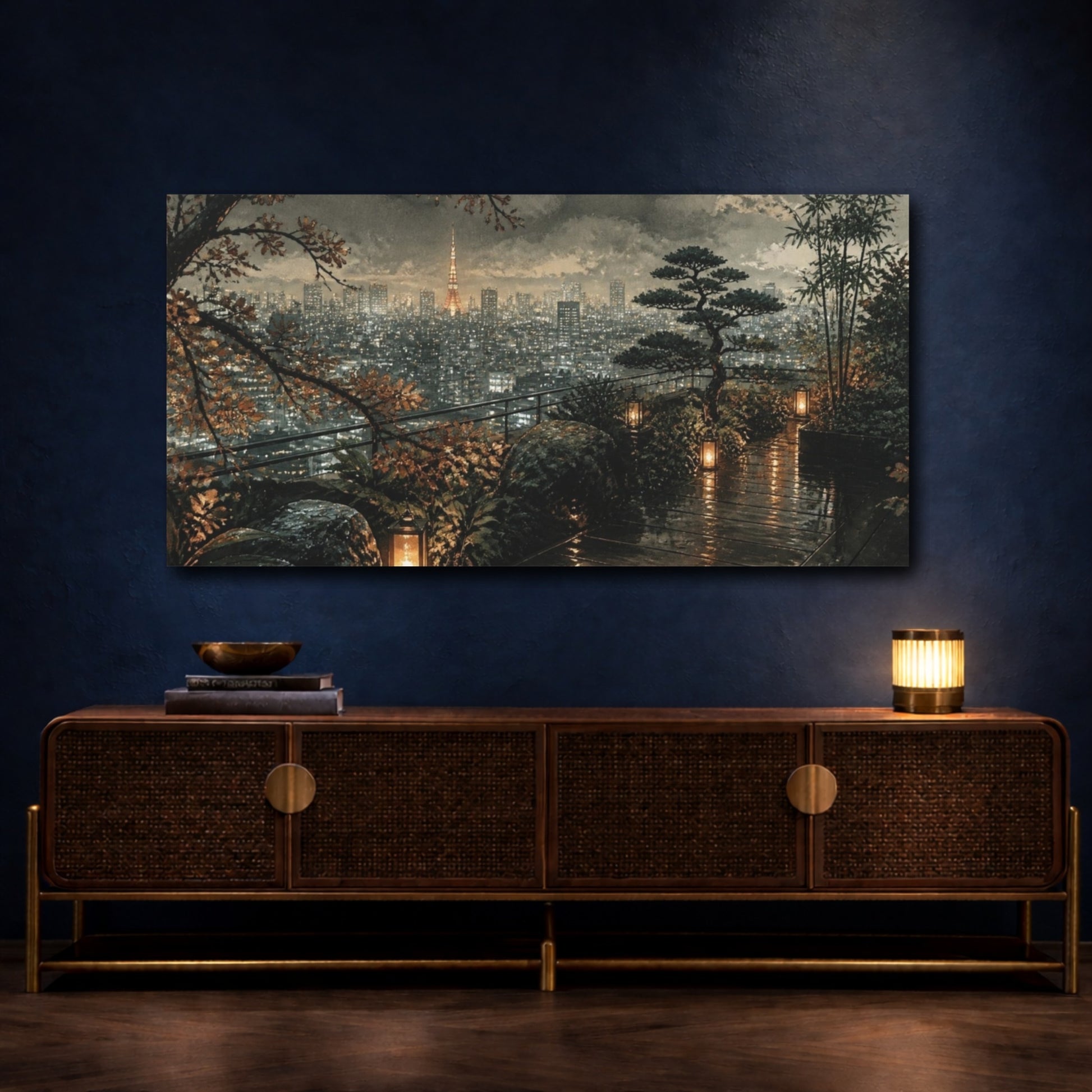 Mockup 4. Tokyo Rooftop Garden shown as canvas print