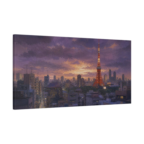 Violet Tokyo Skyline Canvas Wall Art - YesArtYes