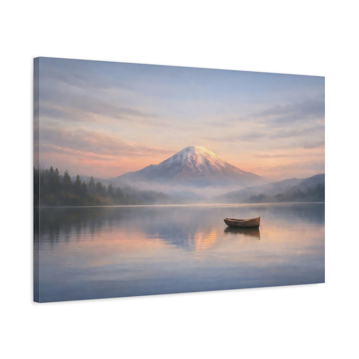 Tonal Gradient Cloud Sky Mountain Lake Nature - Canvas Wall Art Print - YesArtYes