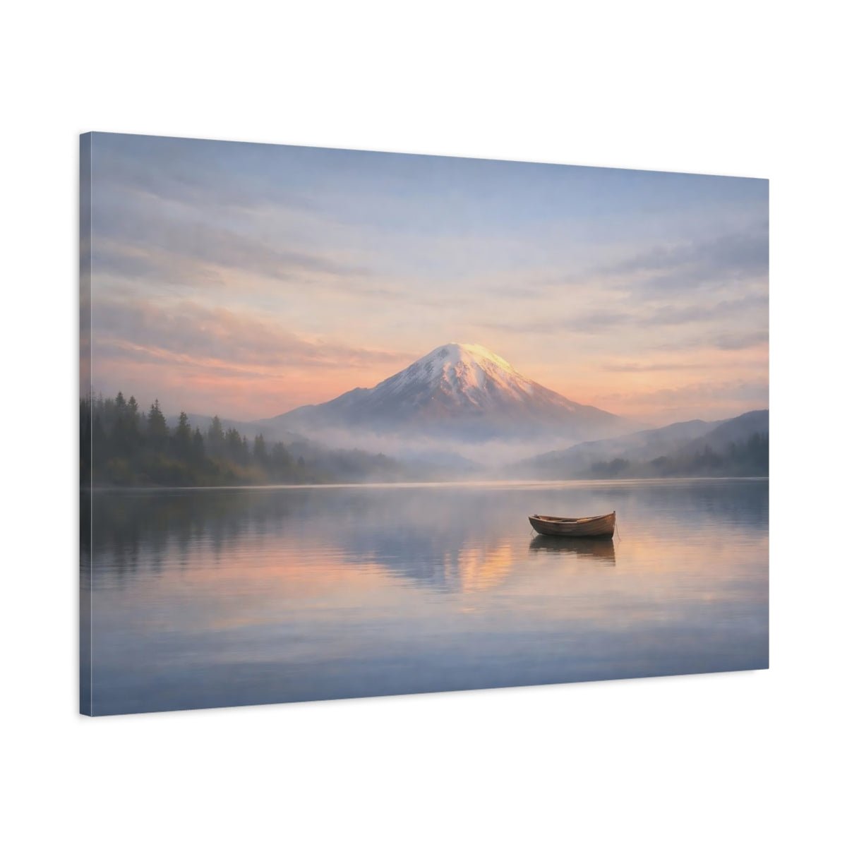 Tonal Gradient Cloud Sky Mountain Lake Nature - Canvas Wall Art Print - YesArtYes