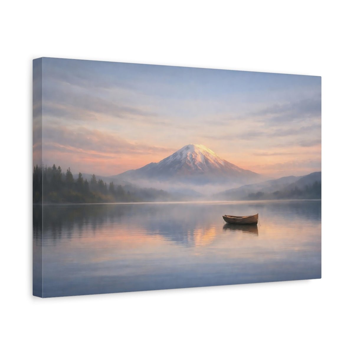 Tonal Gradient Cloud Sky Mountain Lake Nature - Canvas Wall Art Print - YesArtYes