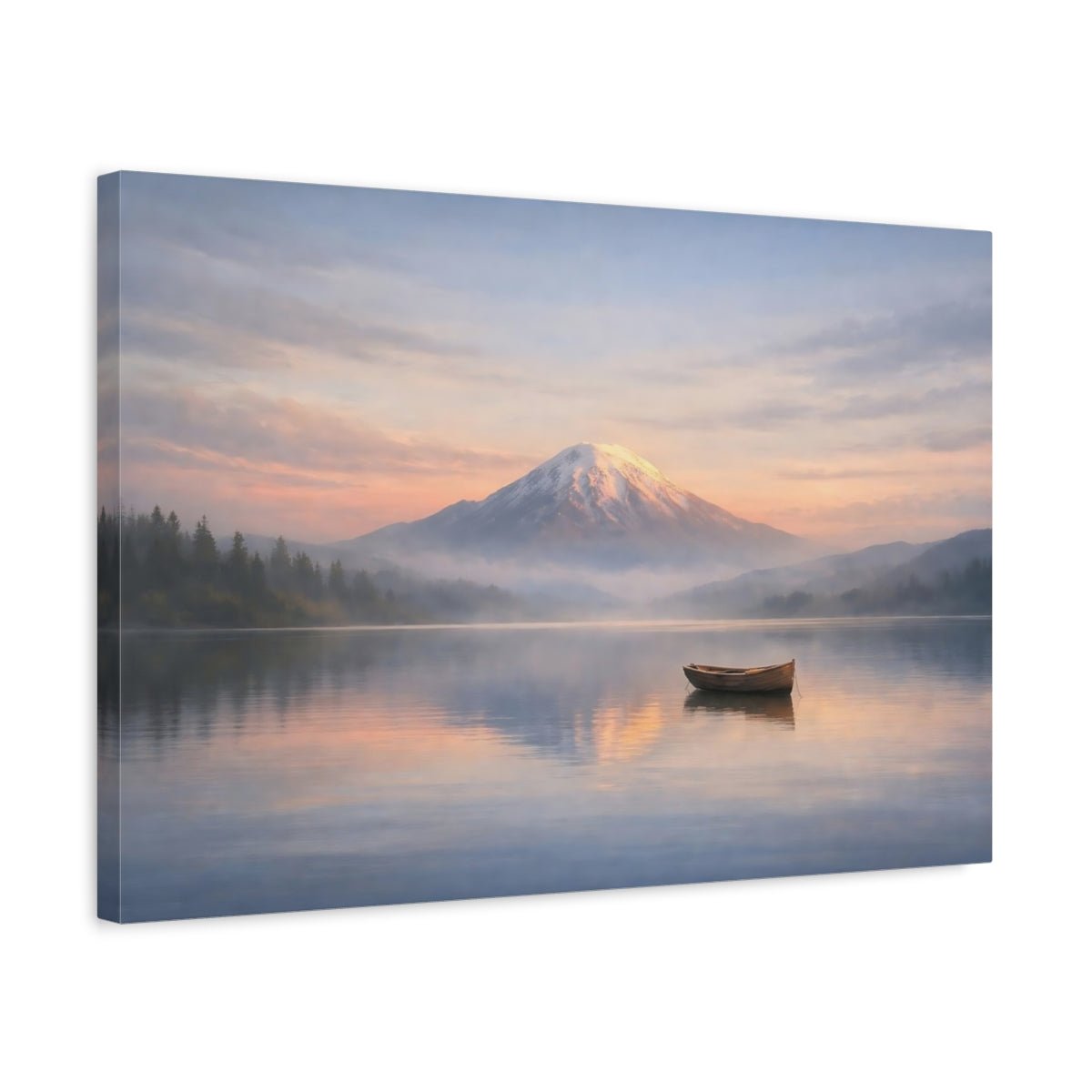 Tonal Gradient Cloud Sky Mountain Lake Nature - Canvas Wall Art Print - YesArtYes
