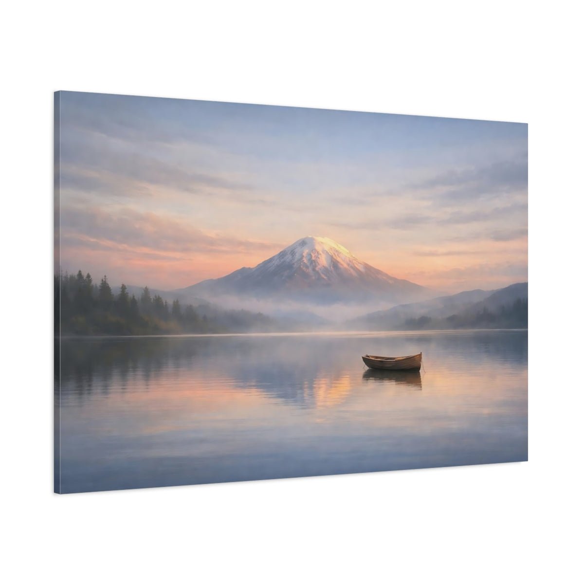 Tonal Gradient Cloud Sky Mountain Lake Nature - Canvas Wall Art Print - YesArtYes