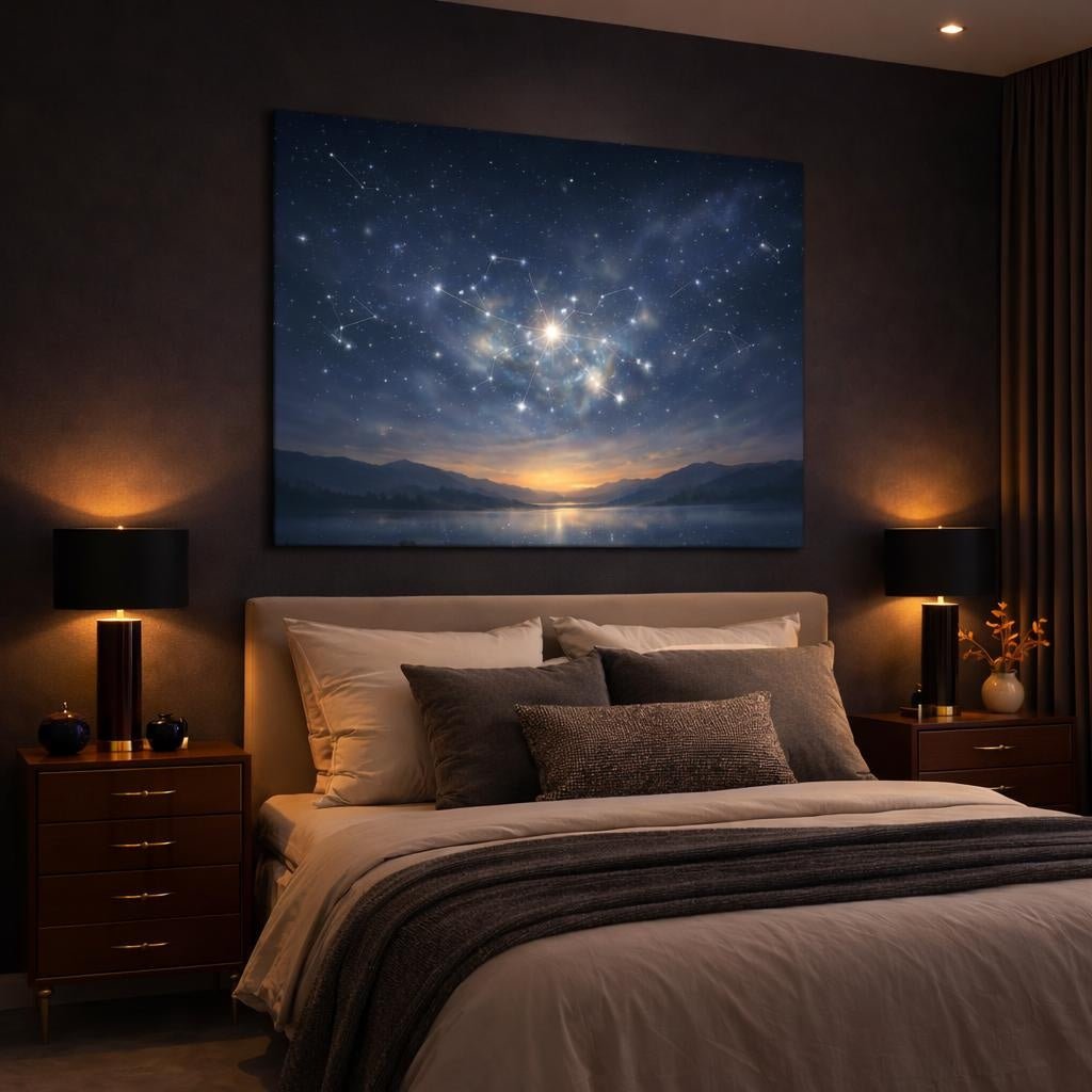Tonal Gradient Constellation Map Starry Night Nature - Canvas Wall Art Print - YesArtYes