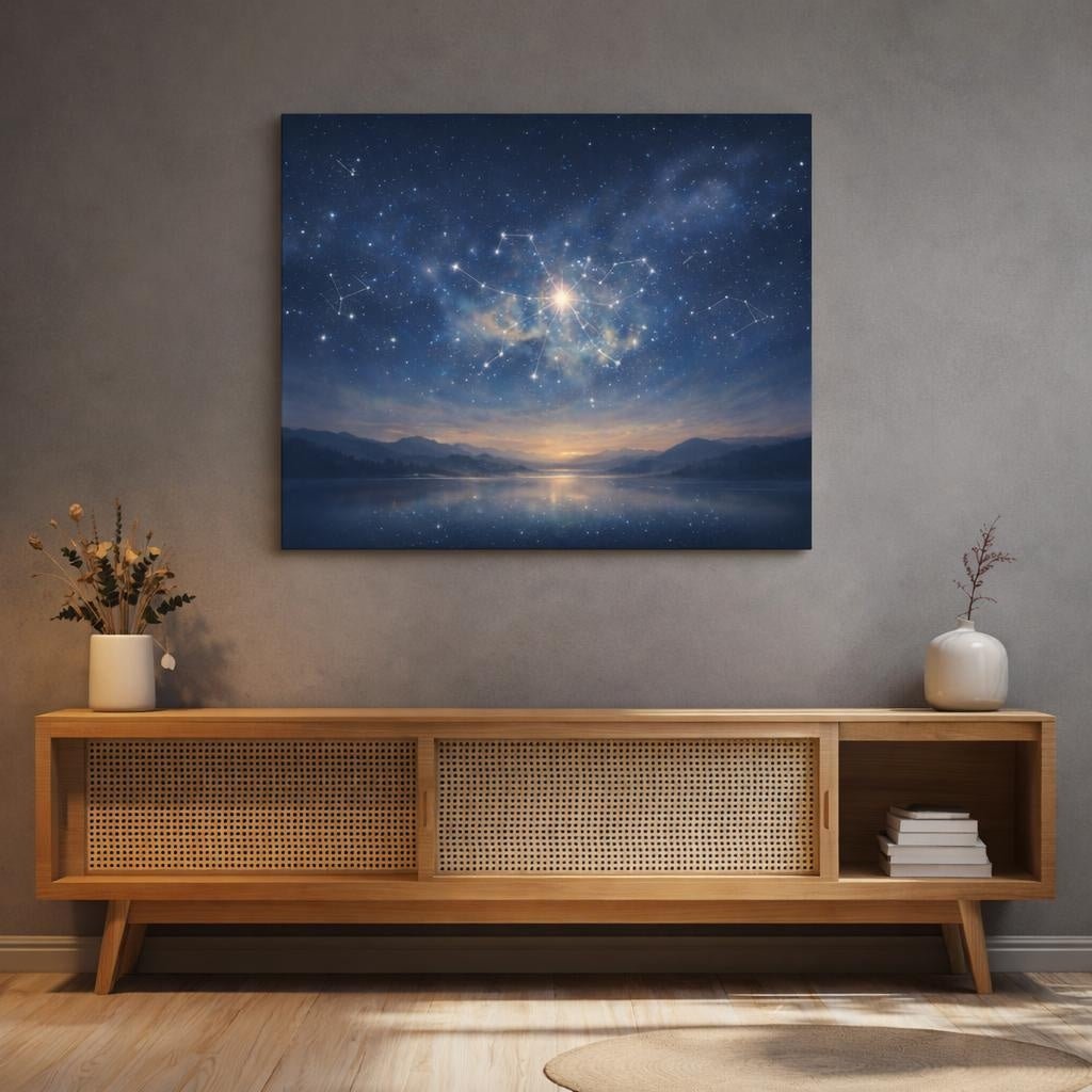 Tonal Gradient Constellation Map Starry Night Nature - Canvas Wall Art Print - YesArtYes