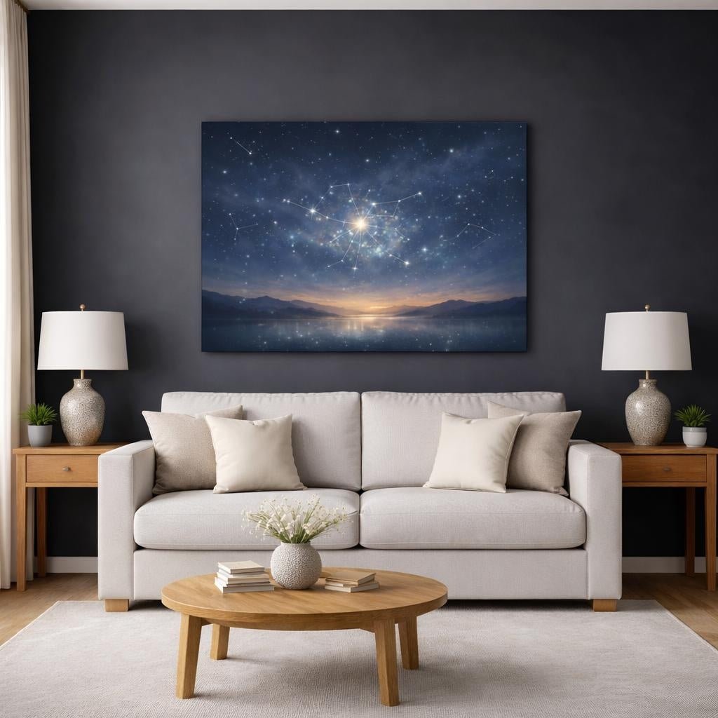 Tonal Gradient Constellation Map Starry Night Nature - Canvas Wall Art Print - YesArtYes