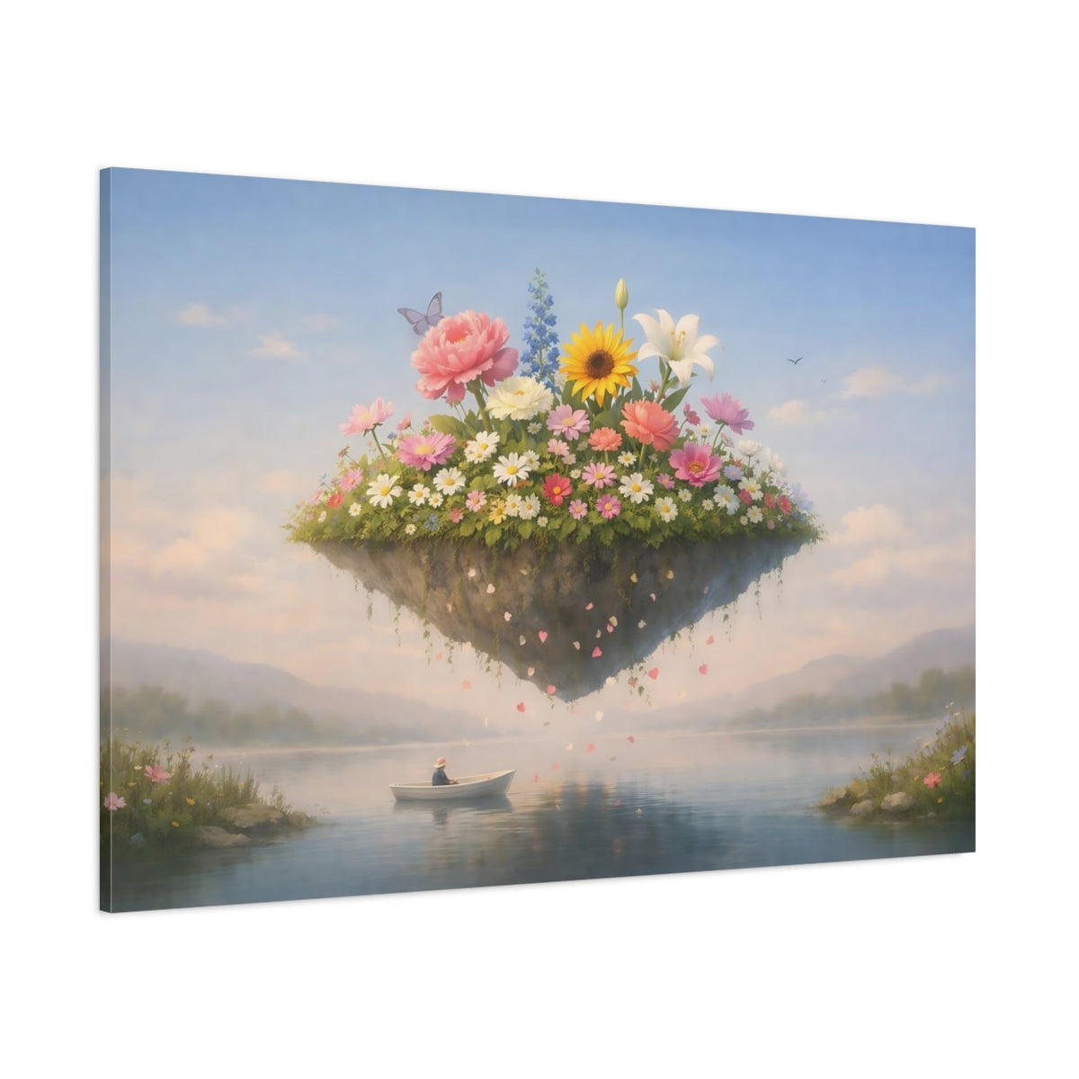 Tonal Gradient Flowers Serene shown as stretched canvas wall art