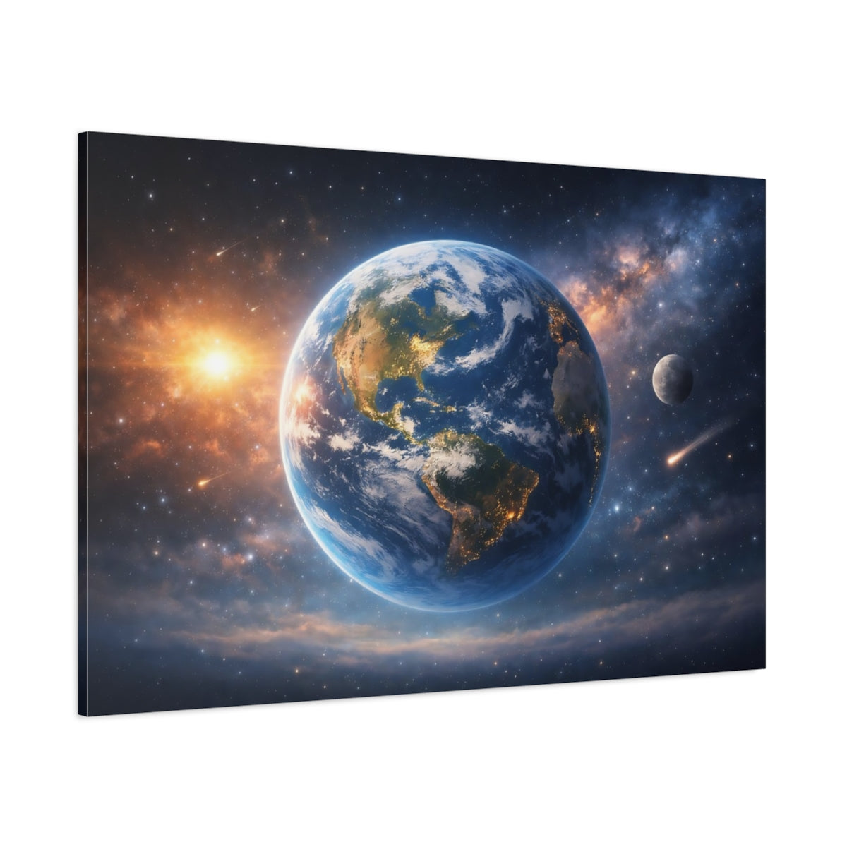 Tonal Gradient Planet Earth View shown as stretched canvas wall art