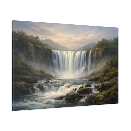 Tonal Gradient Wild Waterfall shown as stretched canvas wall art