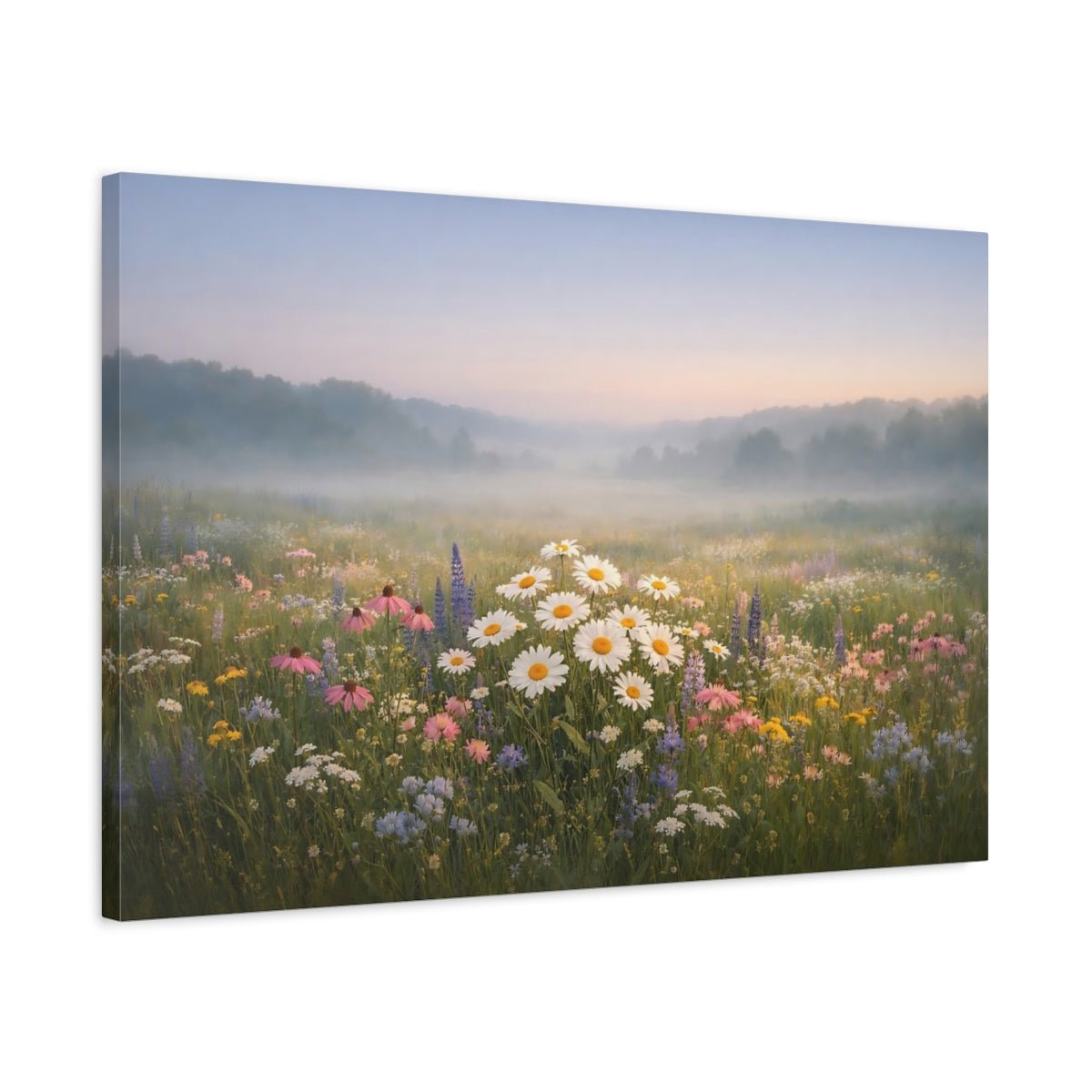 Tonal Gradient Wildflowers Field Nature - Canvas Wall Art Print - YesArtYes
