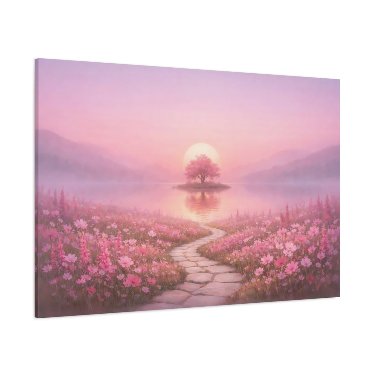 Tonal Gradient Wildflowers Pink shown as stretched canvas wall art