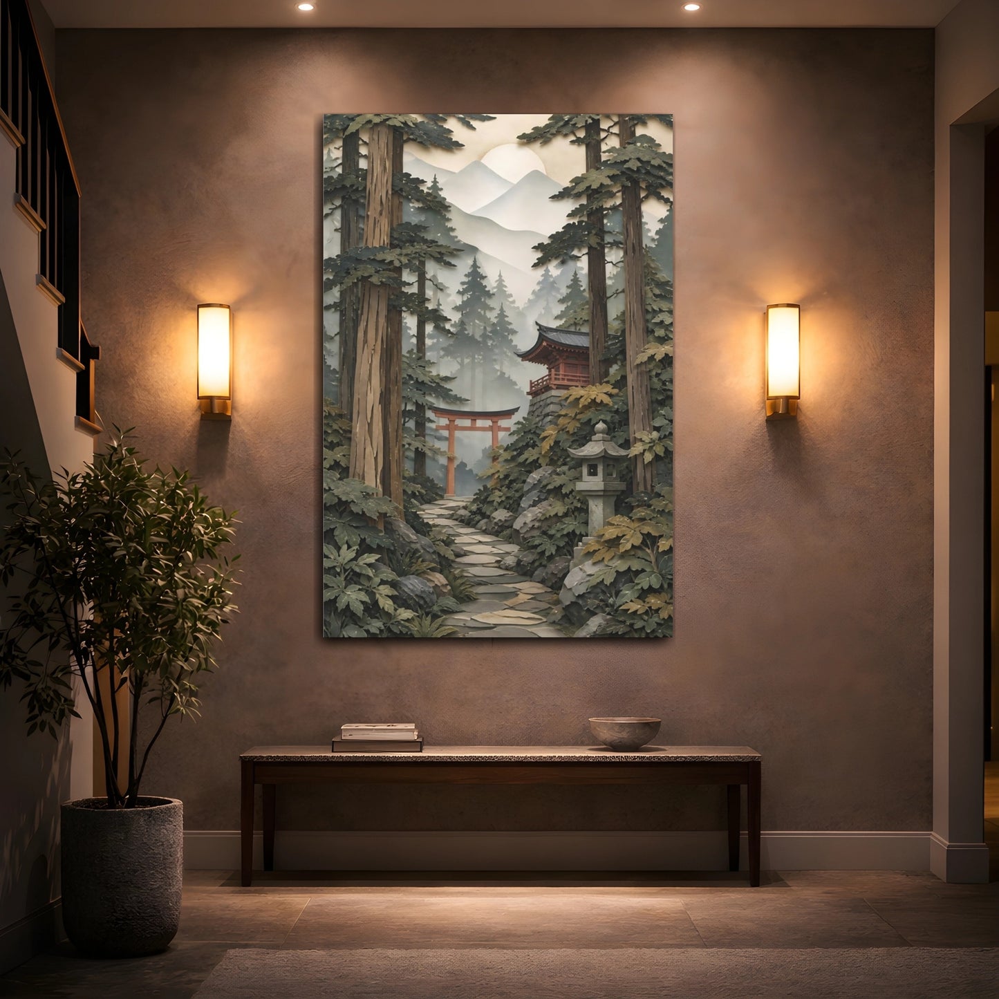 Mockup 2. Torii Gate In Forest shown as canvas print