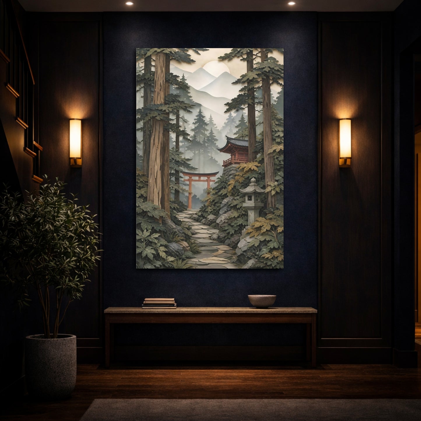 Mockup 4. Torii Gate In Forest shown as canvas print