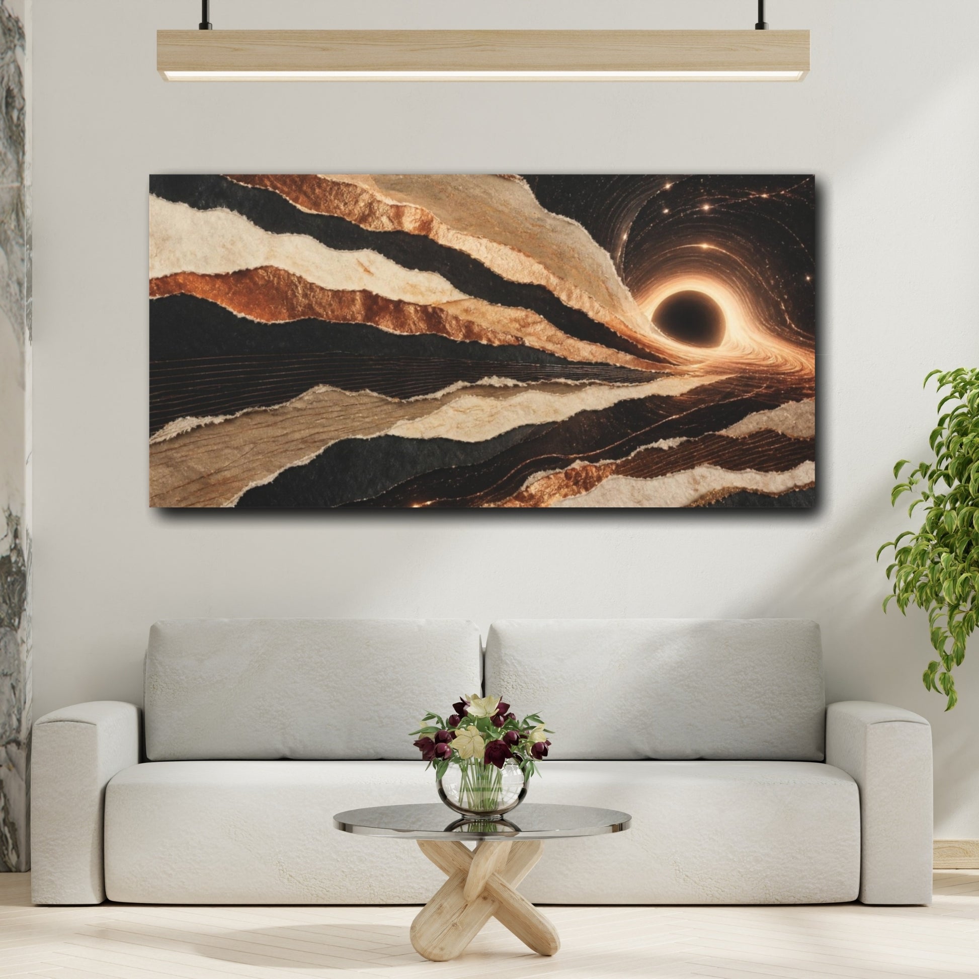 Mockup 2. Torn Paper Black Hole shown as canvas print