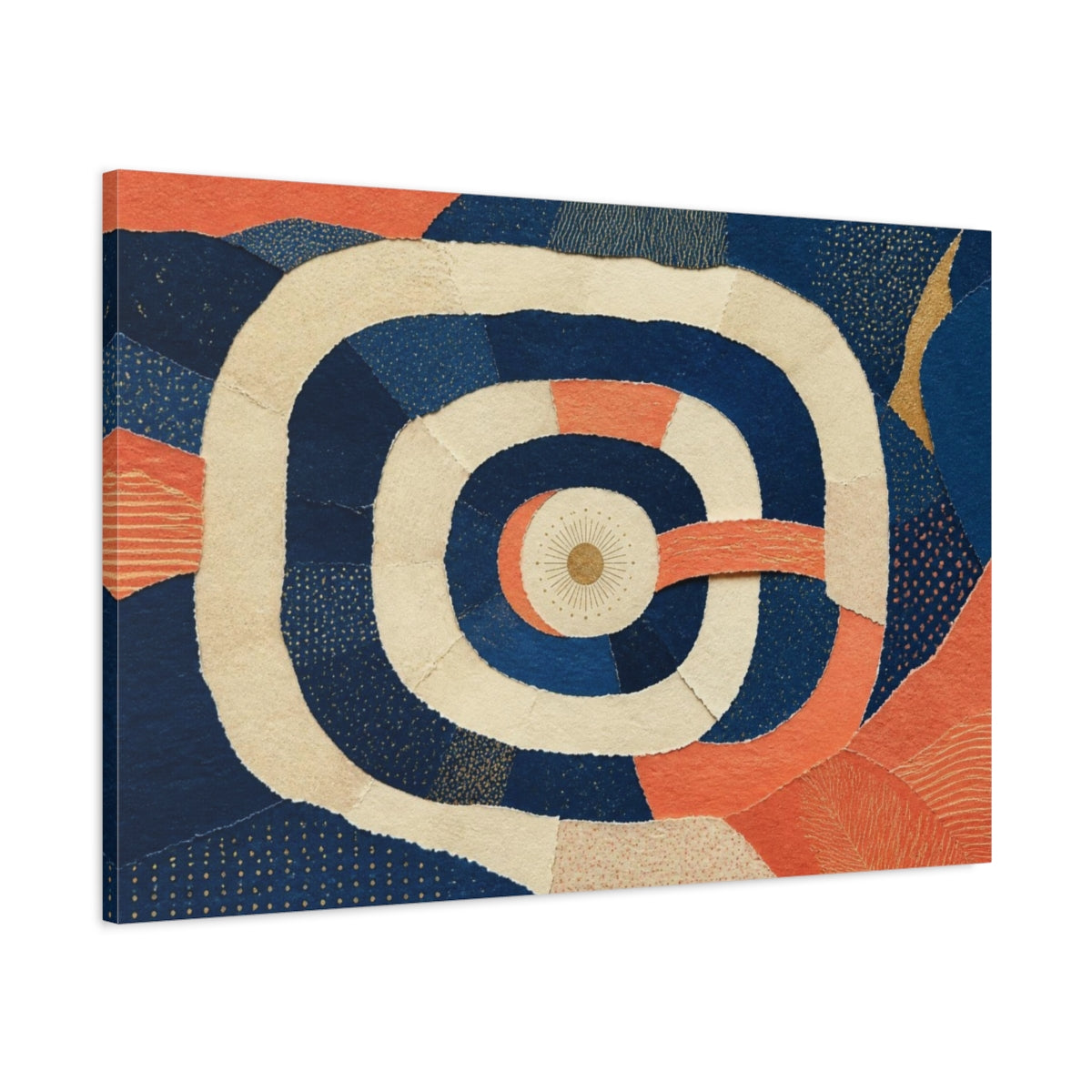 Main Mockup. Torn Paper Sun Collage shown as canvas print