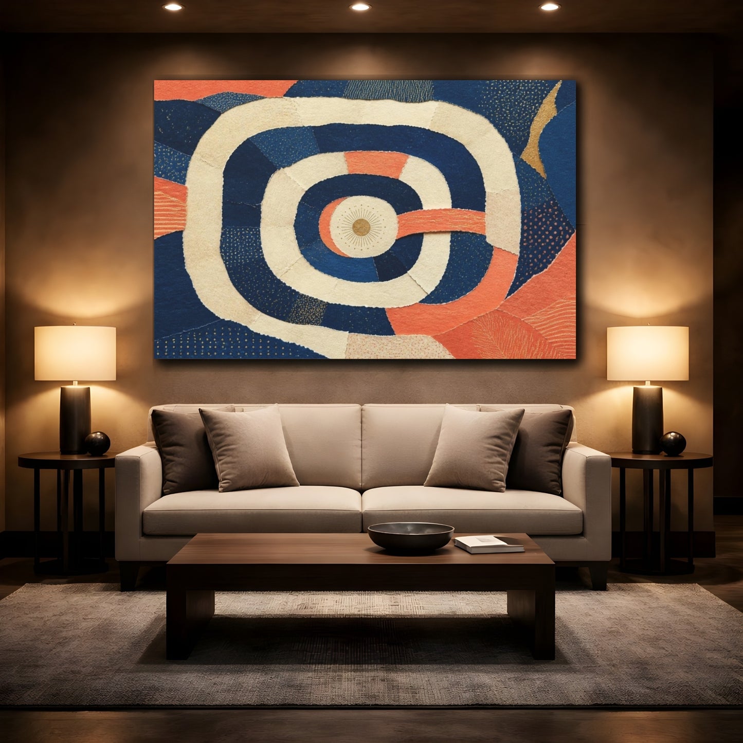 Mockup 2. Torn Paper Sun Collage shown as canvas print